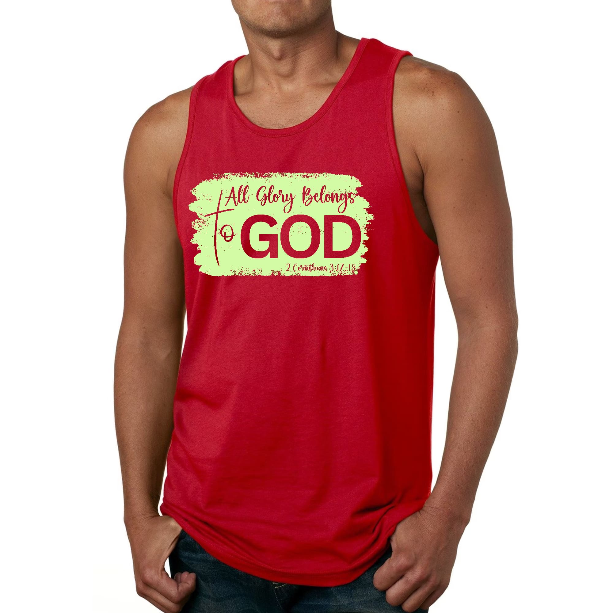 Mens Fitness Tank Top Graphic T-shirt All Glory Belongs to God