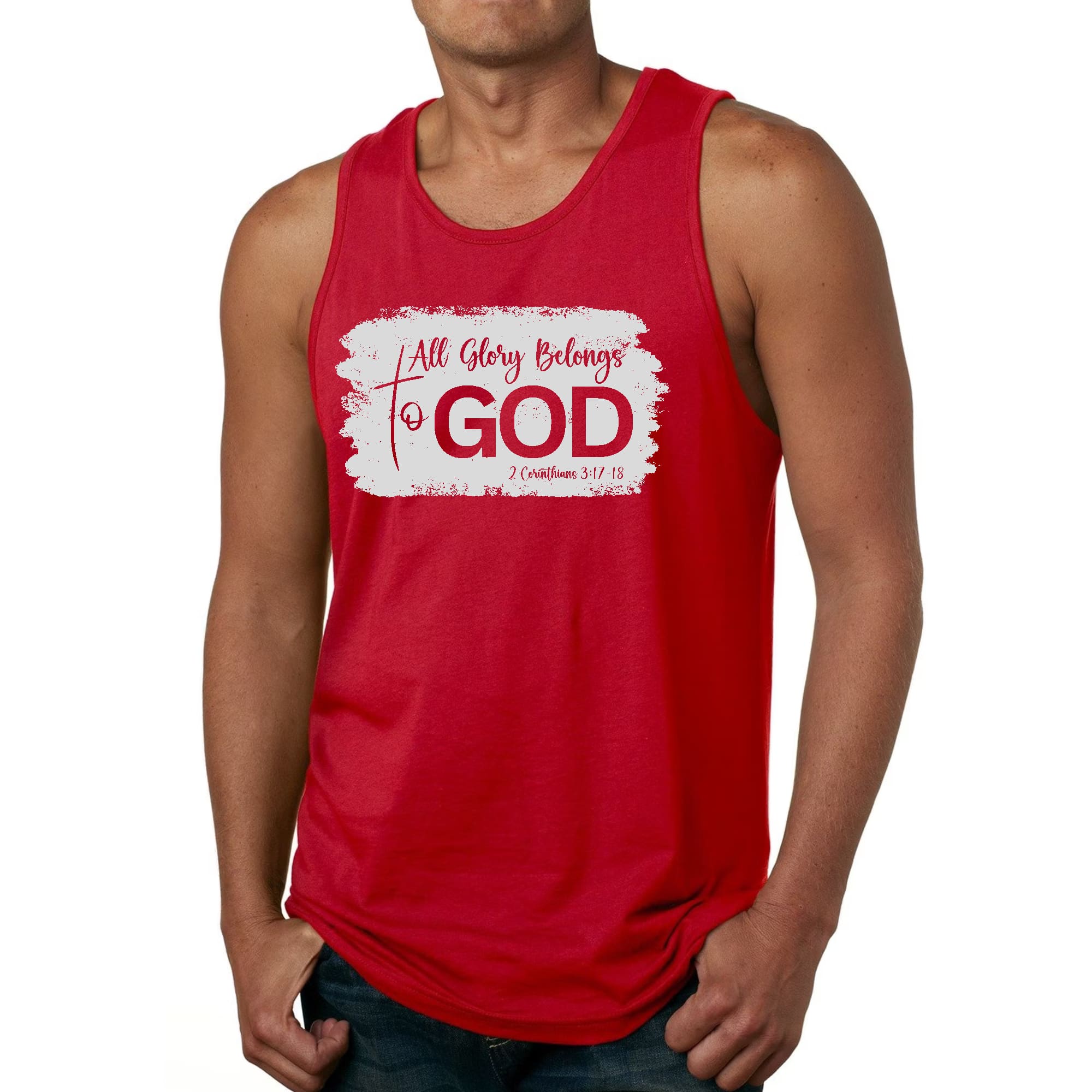 Mens Fitness Tank Top Graphic T-shirt All Glory Belongs to God