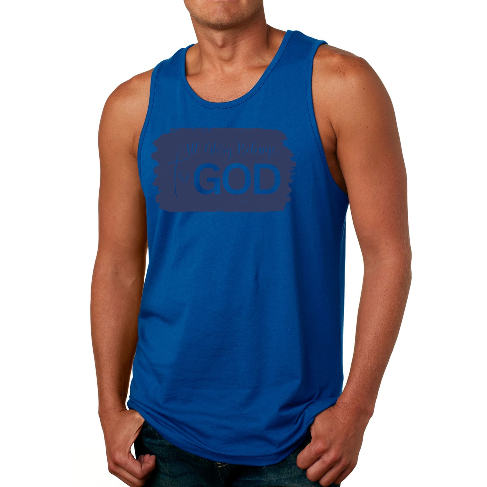 Mens Fitness Tank Top Graphic T-shirt All Glory Belongs to God