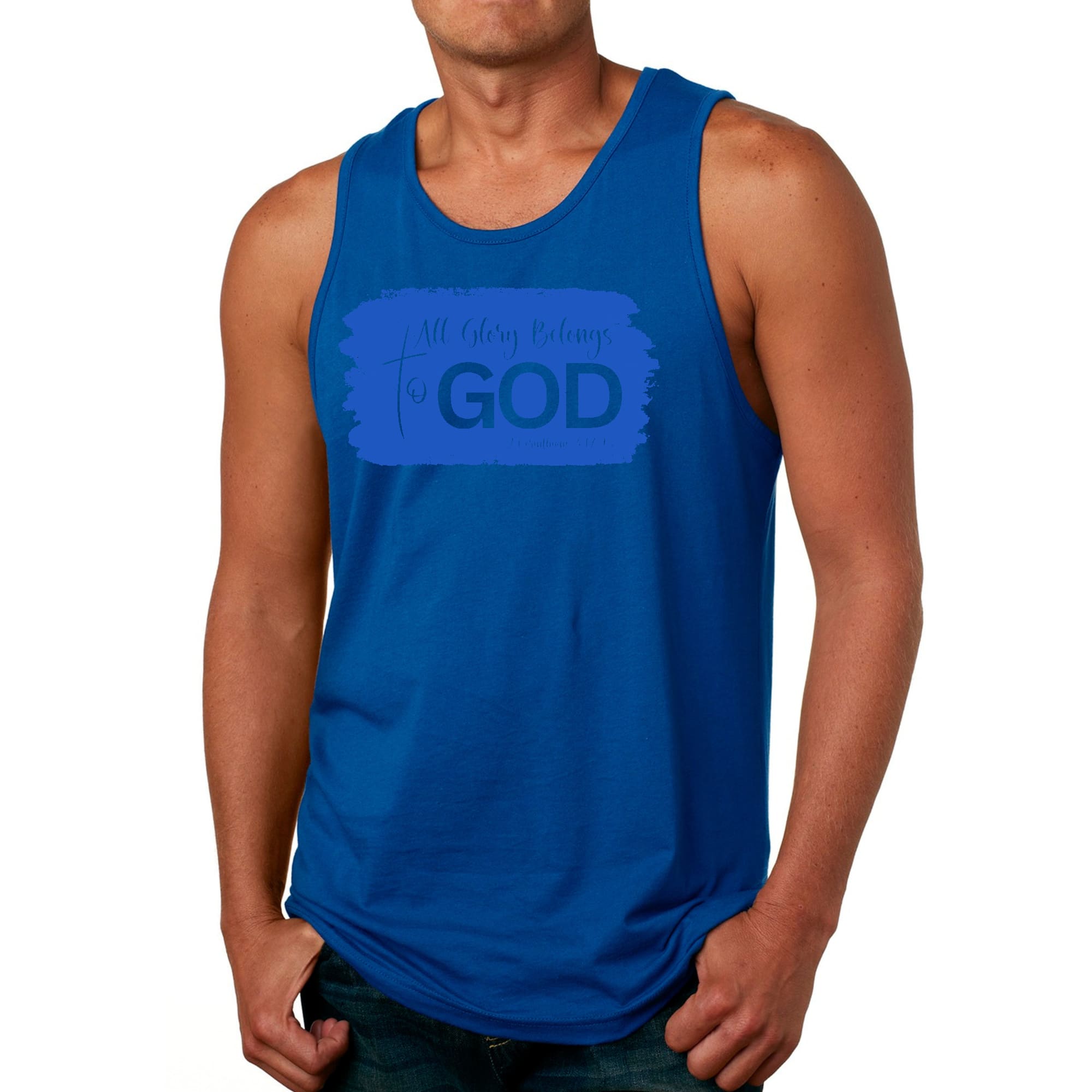 Mens Fitness Tank Top Graphic T-shirt All Glory Belongs to God