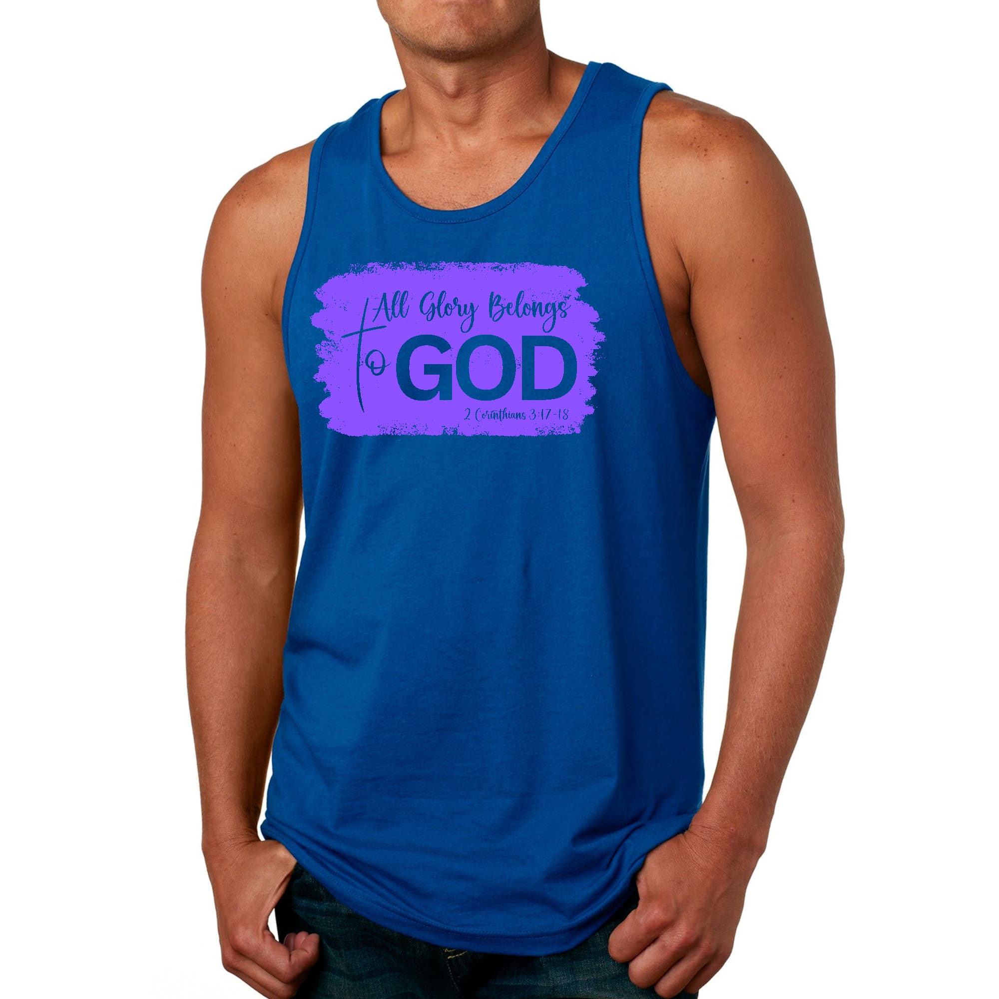 Mens Fitness Tank Top Graphic T-shirt All Glory Belongs to God