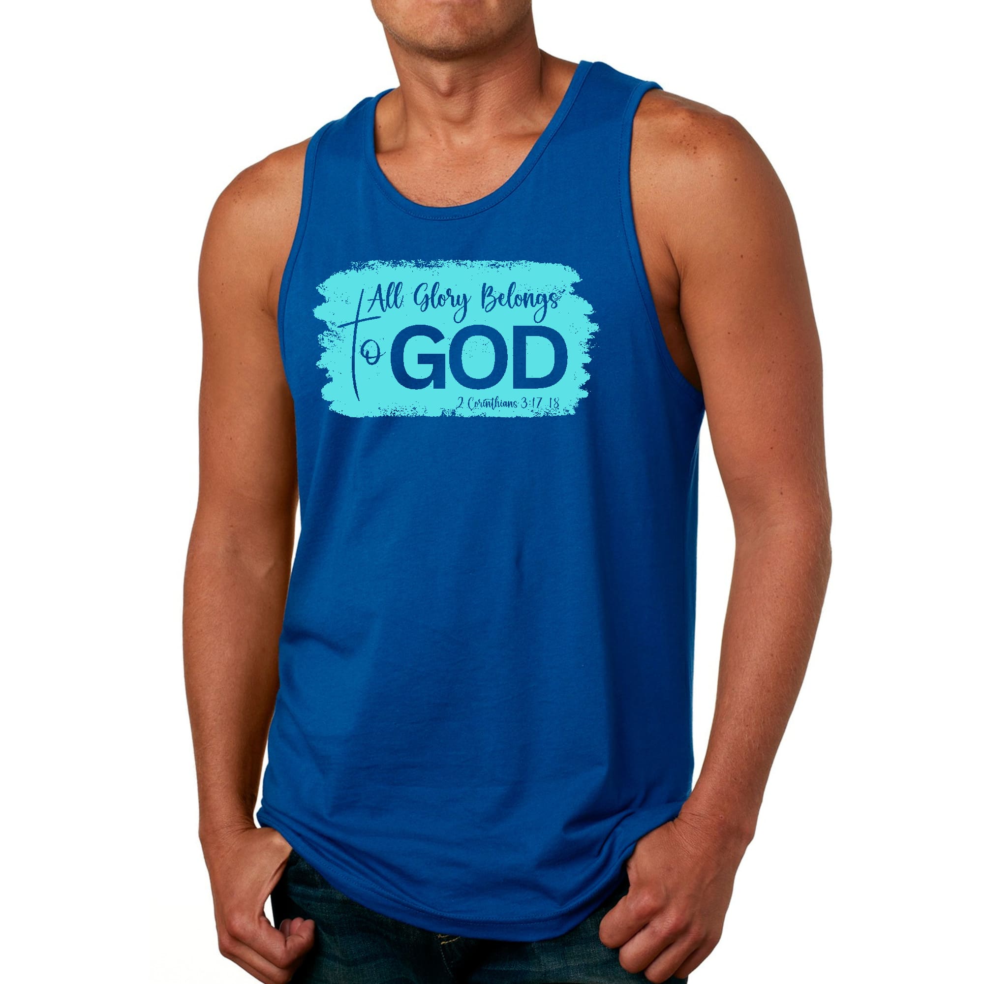 Mens Fitness Tank Top Graphic T-shirt All Glory Belongs to God