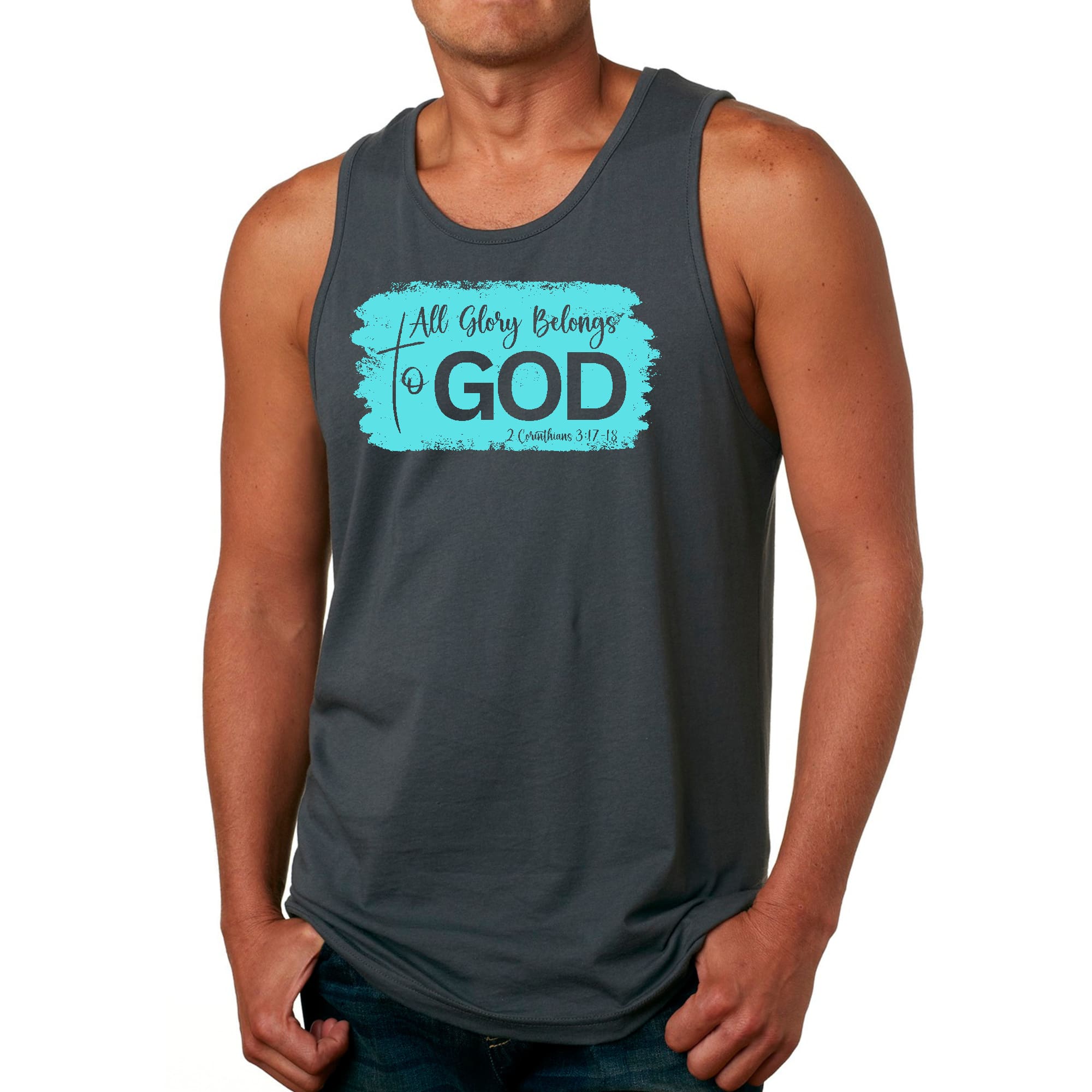 Mens Fitness Tank Top Graphic T-shirt All Glory Belongs to God