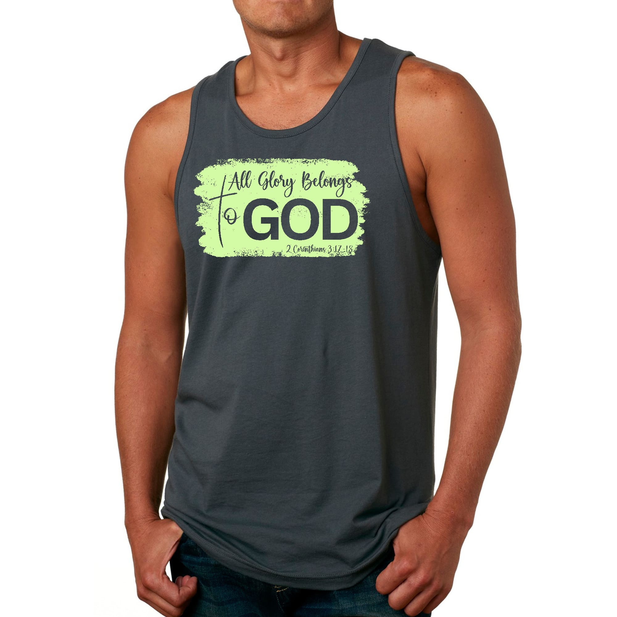 Mens Fitness Tank Top Graphic T-shirt All Glory Belongs to God