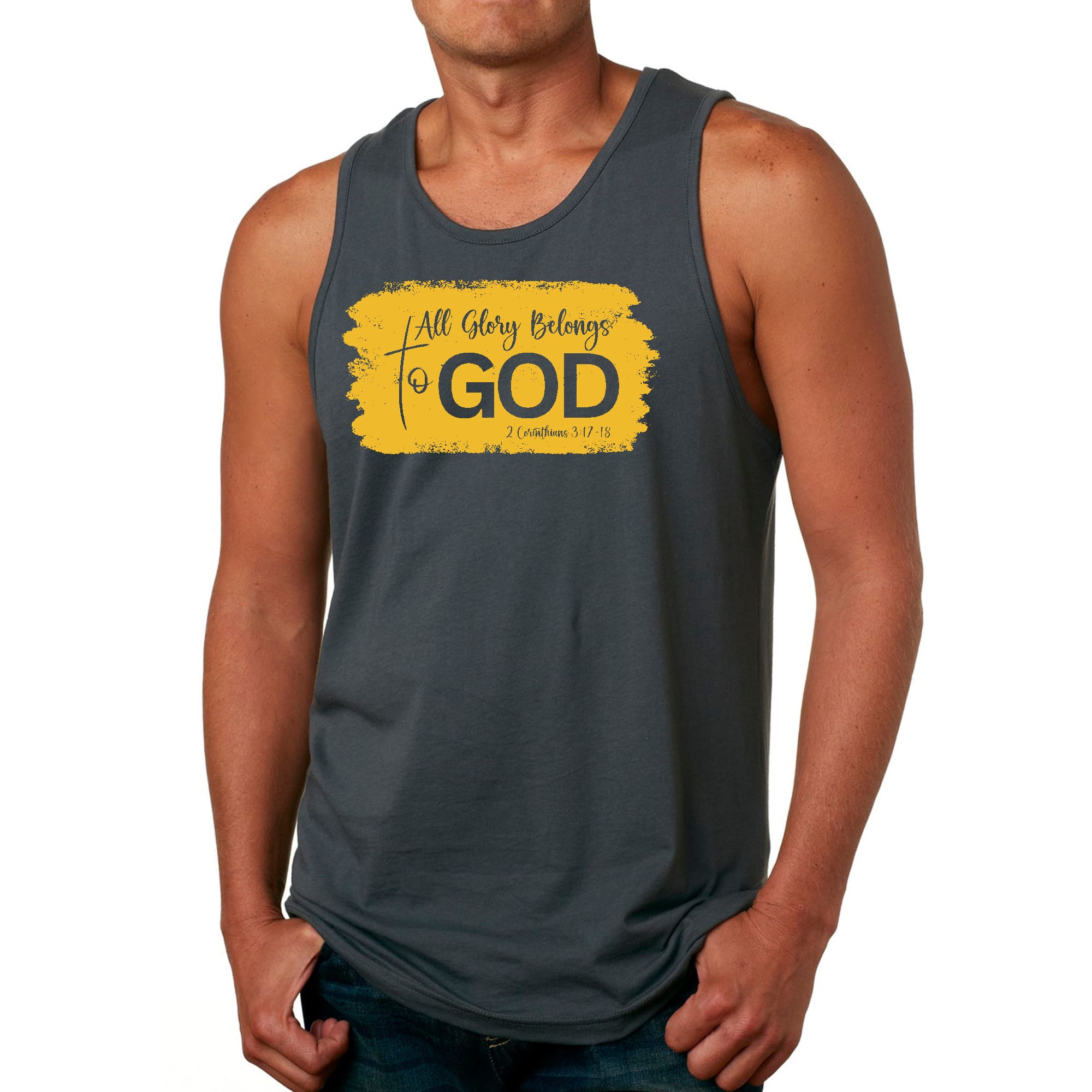 Mens Fitness Tank Top Graphic T-shirt All Glory Belongs to God