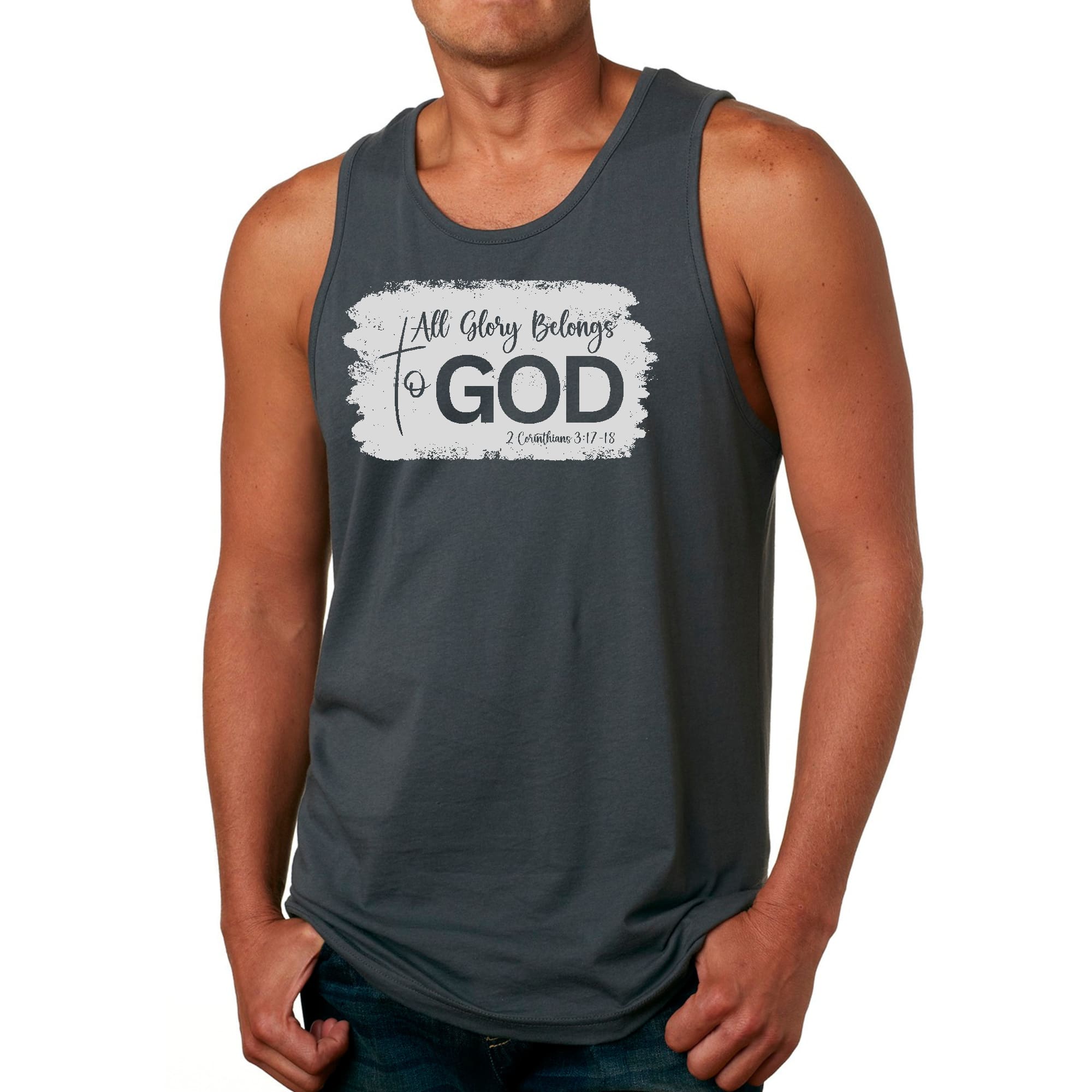Mens Fitness Tank Top Graphic T-shirt All Glory Belongs to God
