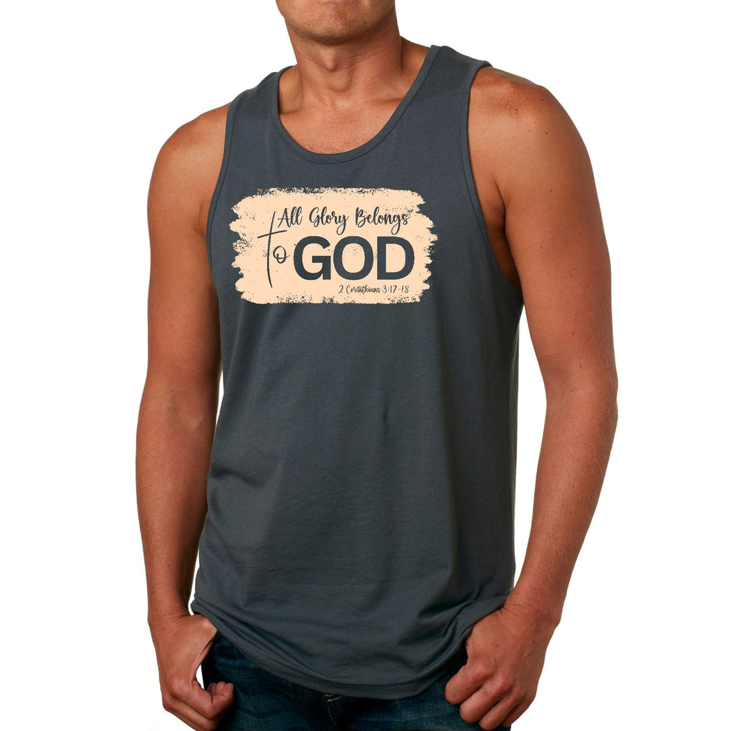 Mens Fitness Tank Top Graphic T-shirt All Glory Belongs to God