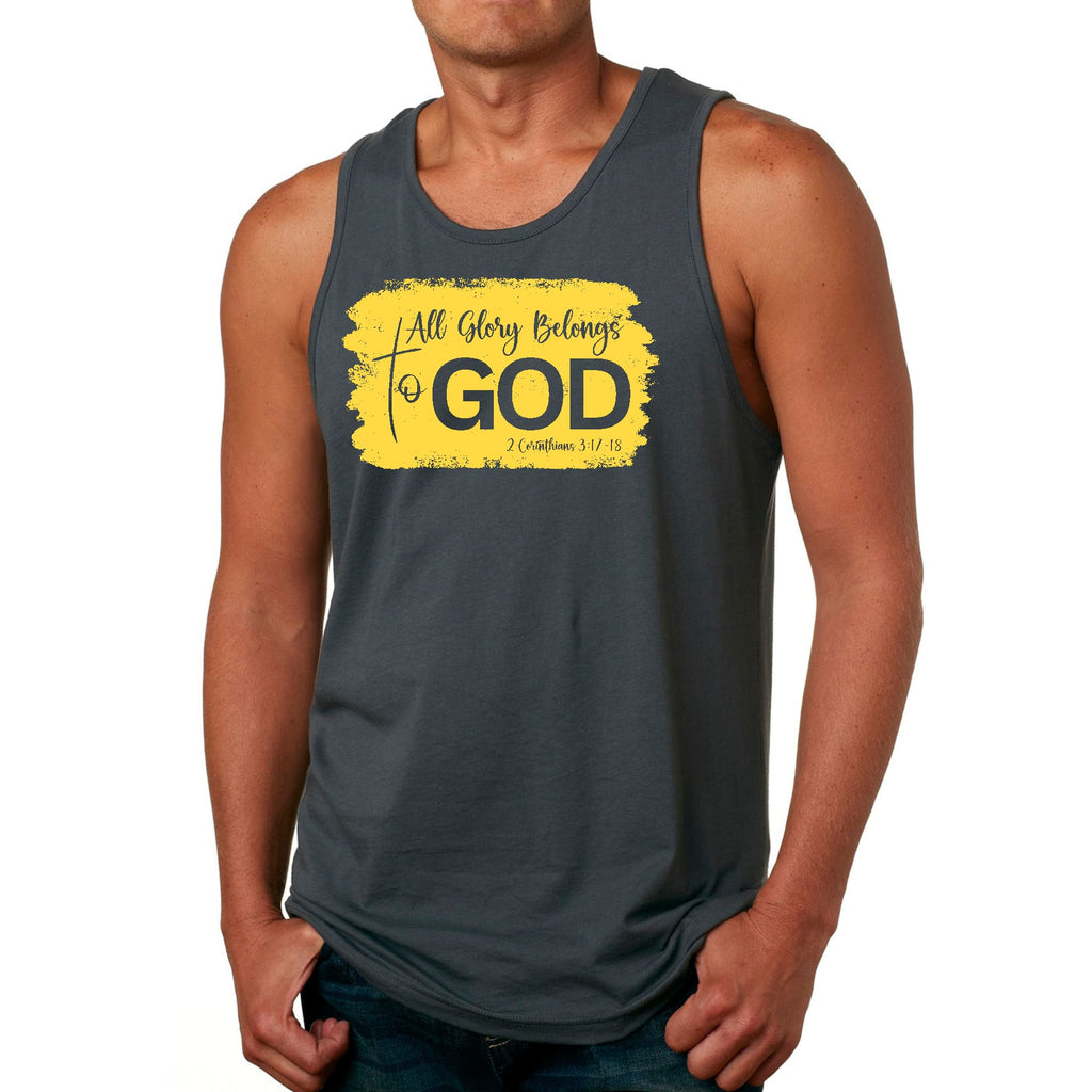 Mens Fitness Tank Top Graphic T-shirt All Glory Belongs to God