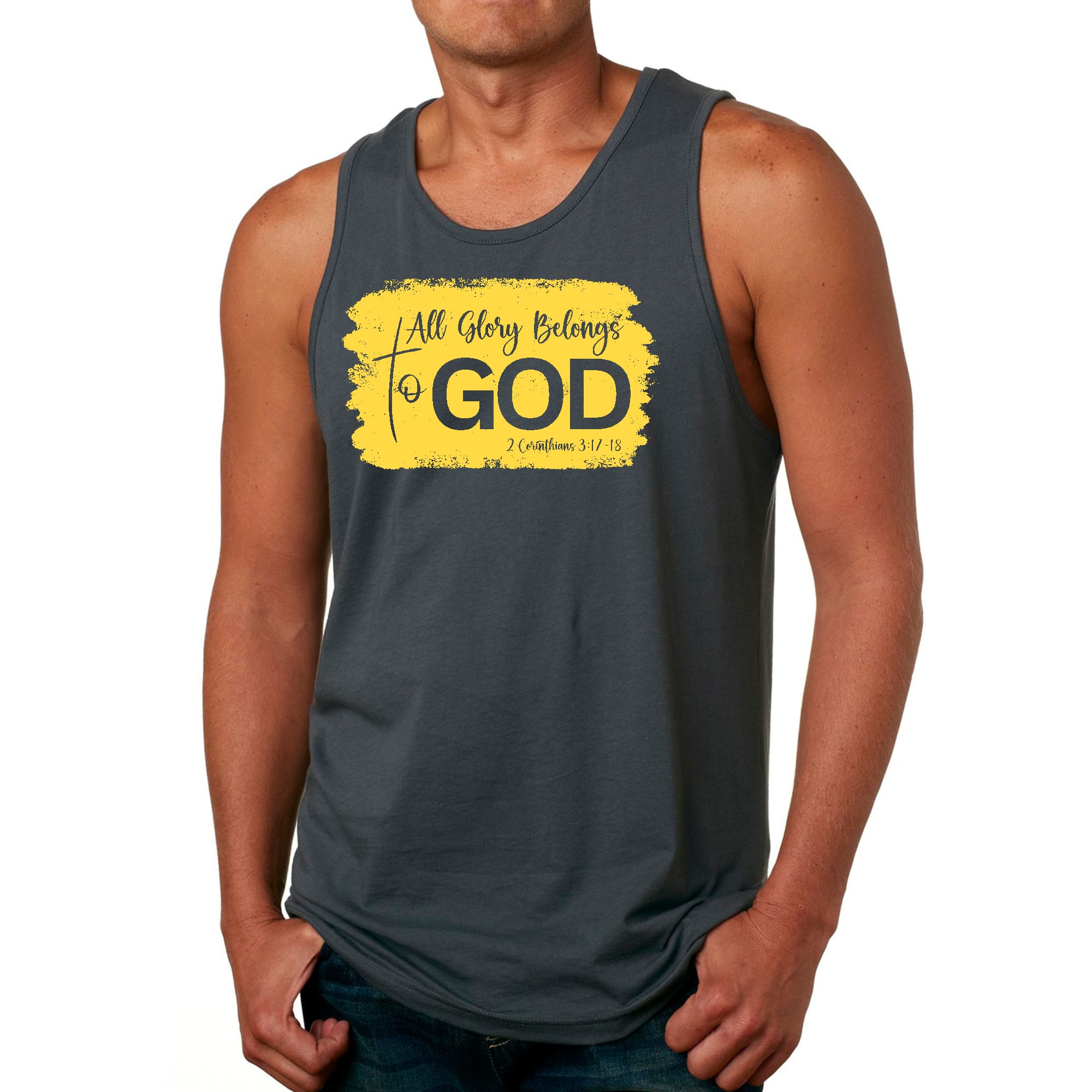 Mens Fitness Tank Top Graphic T-shirt All Glory Belongs to God