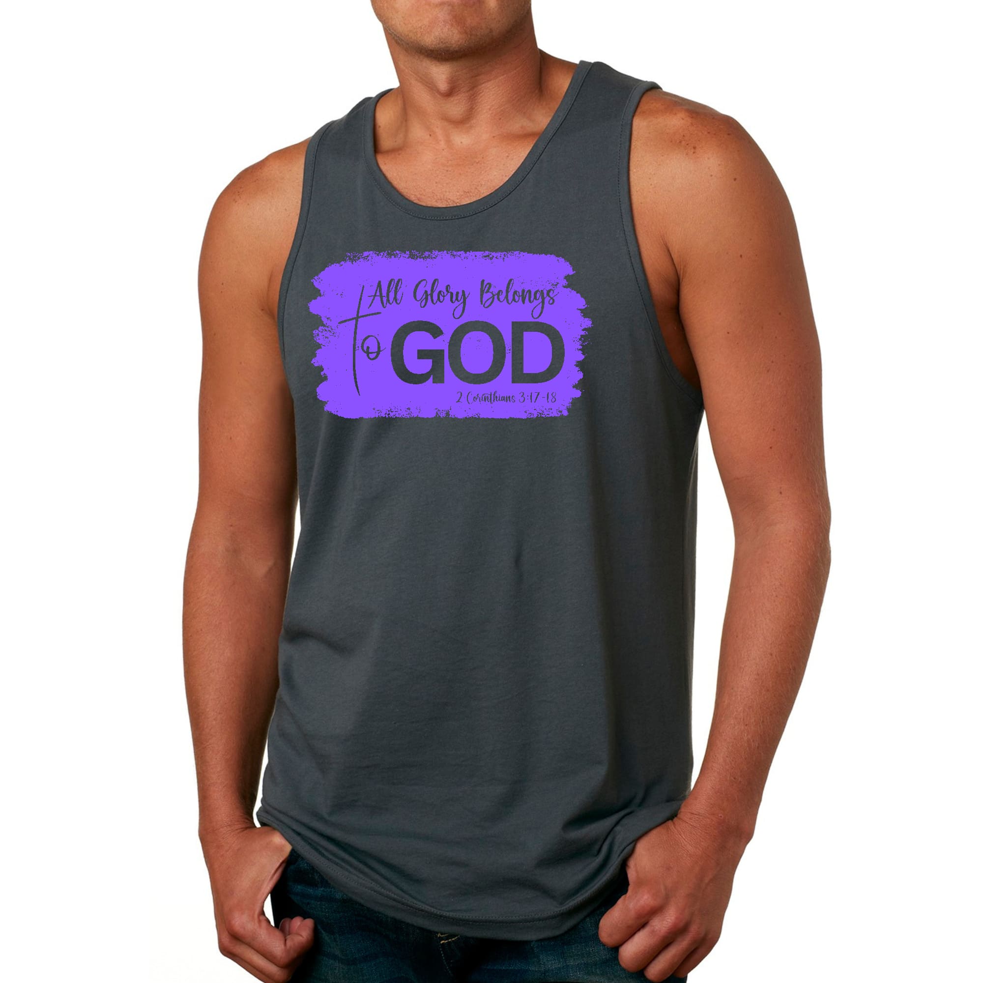 Mens Fitness Tank Top Graphic T-shirt All Glory Belongs to God