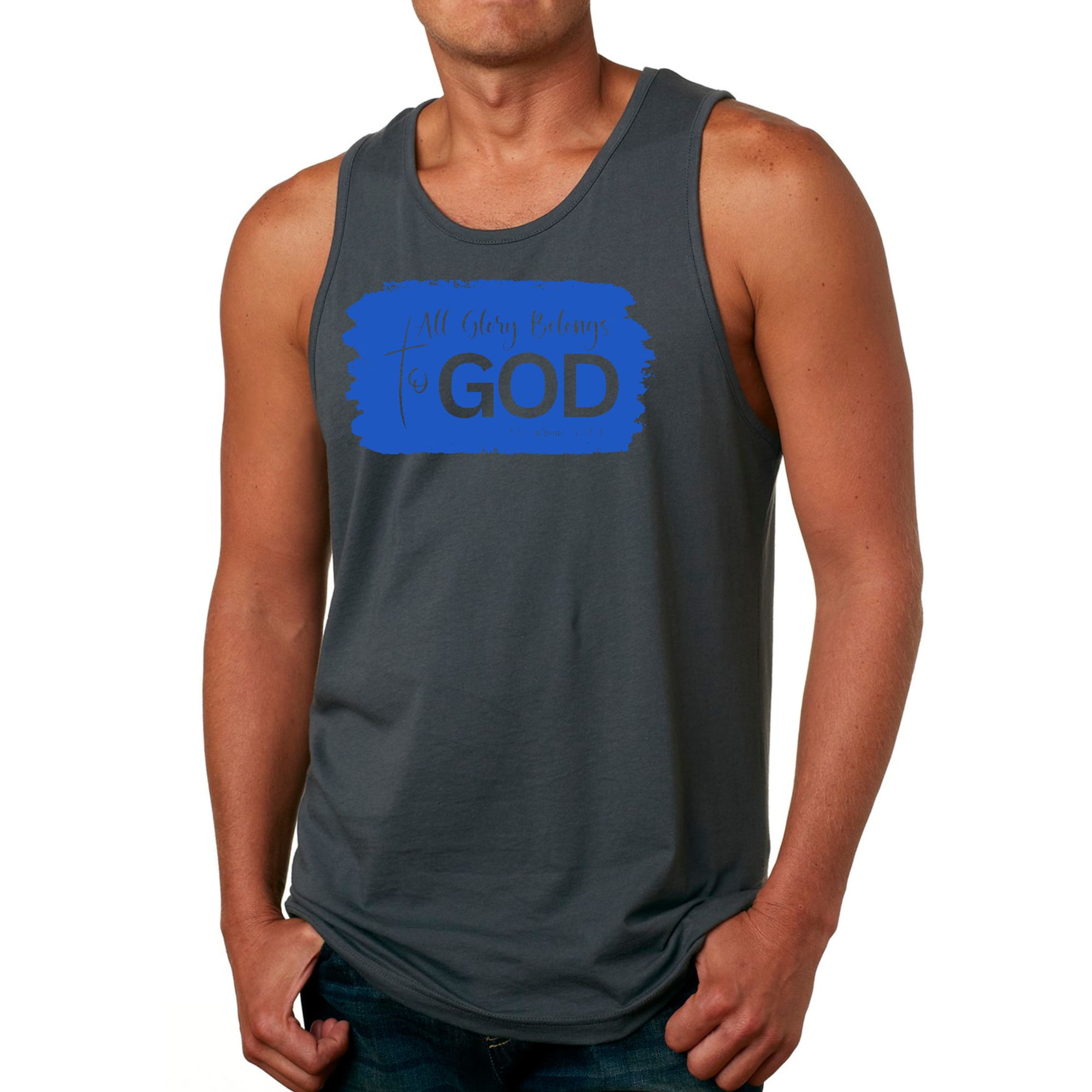 Mens Fitness Tank Top Graphic T-shirt All Glory Belongs to God