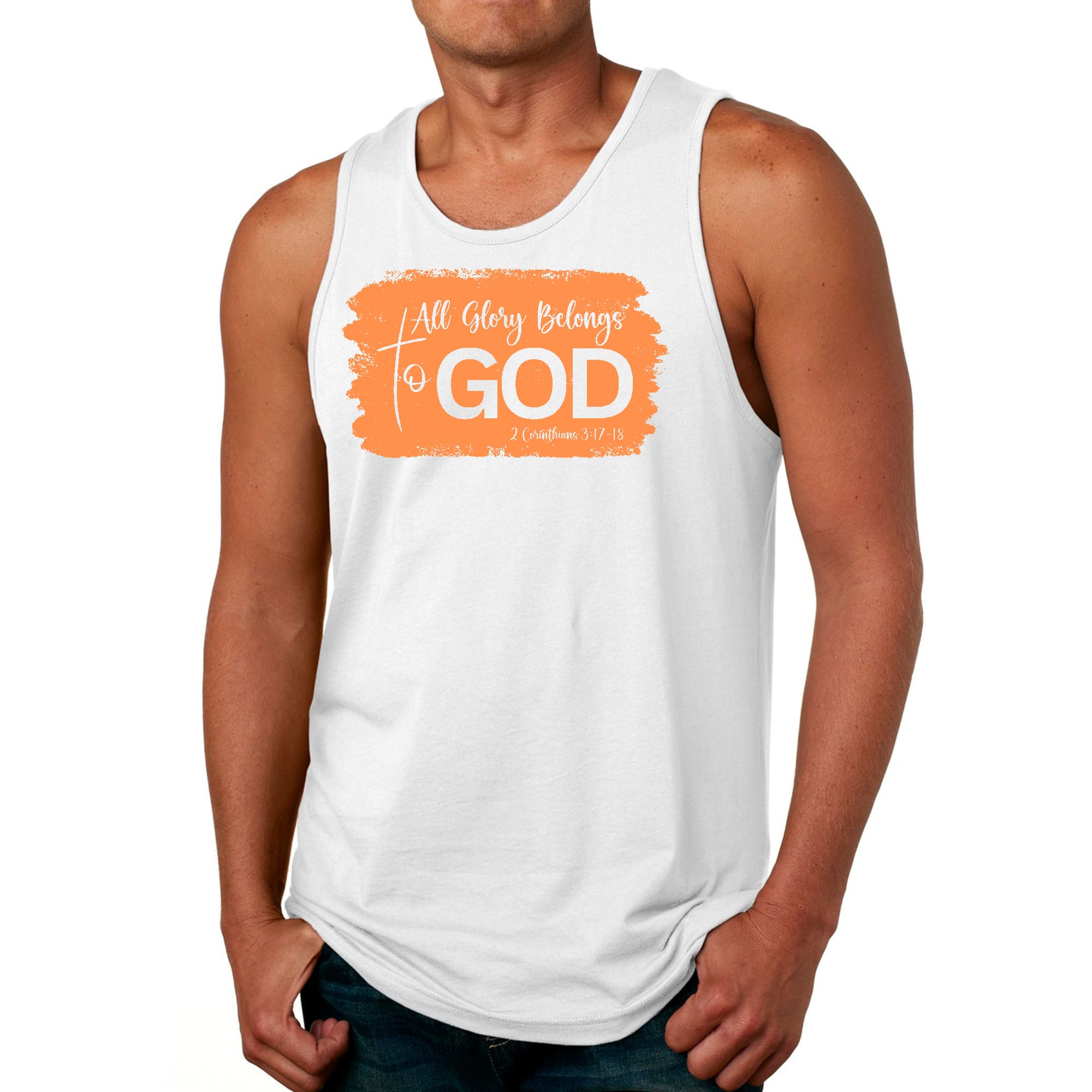 Mens Fitness Tank Top Graphic T-shirt All Glory Belongs to God