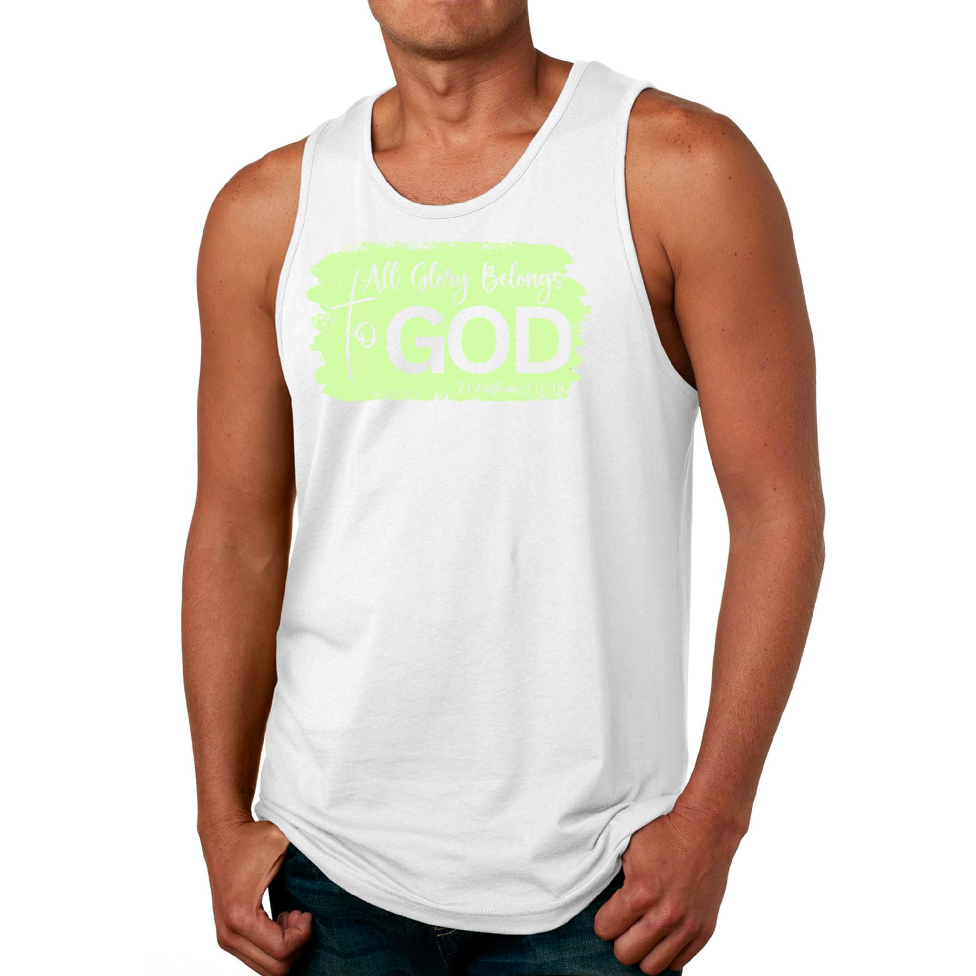 Mens Fitness Tank Top Graphic T-shirt All Glory Belongs to God