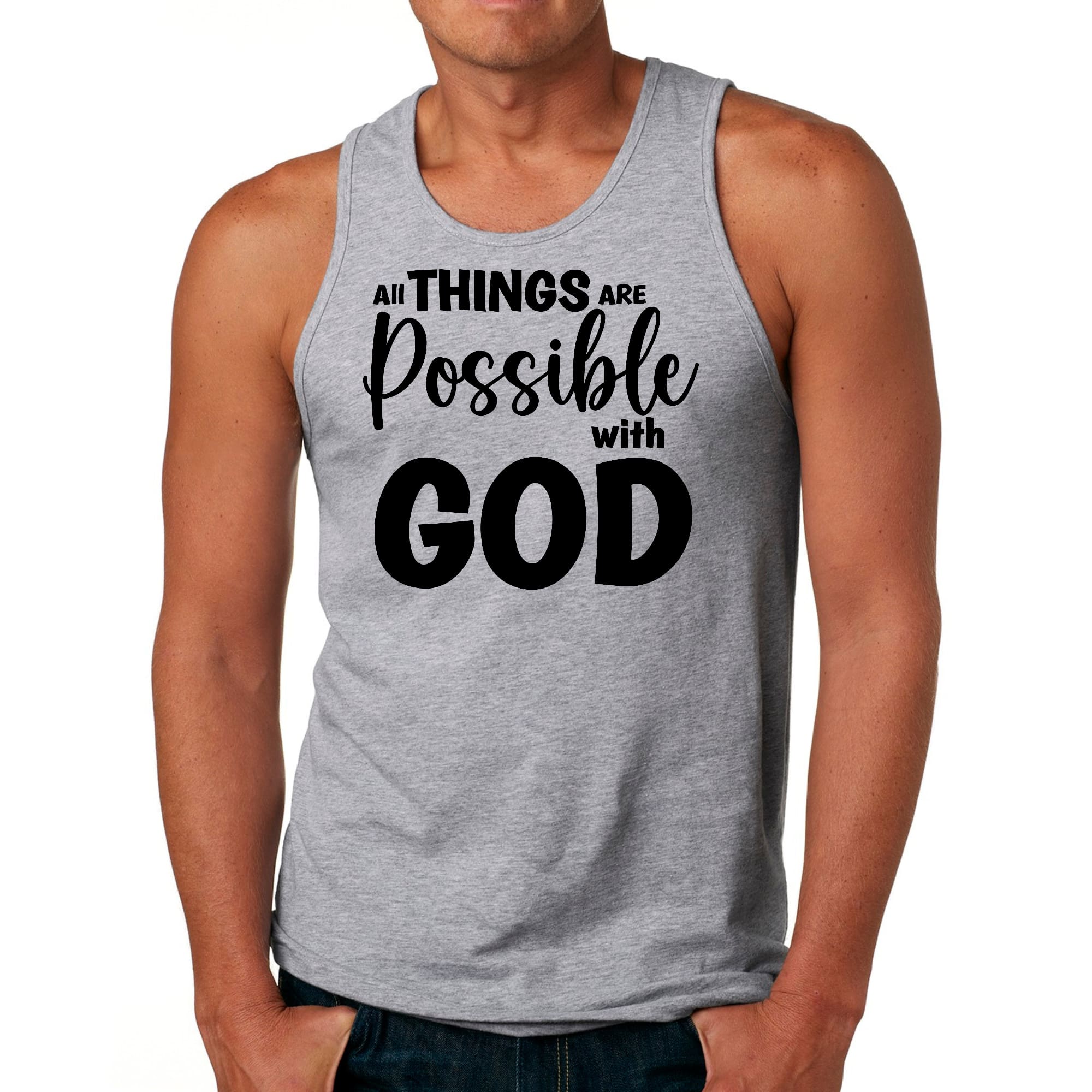 Mens Fitness Tank Top Graphic T-shirt All Things are Possible