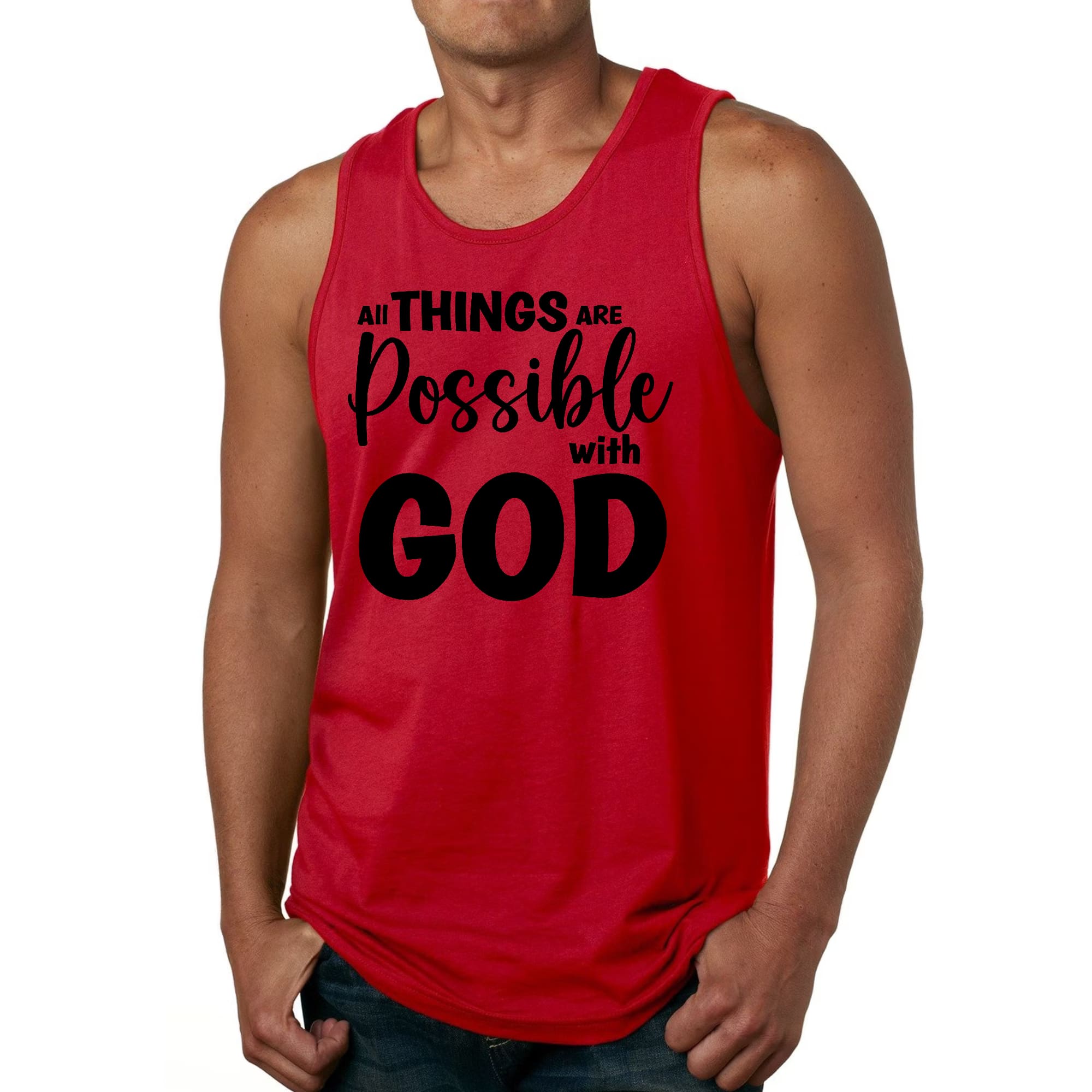 Mens Fitness Tank Top Graphic T-shirt All Things are Possible