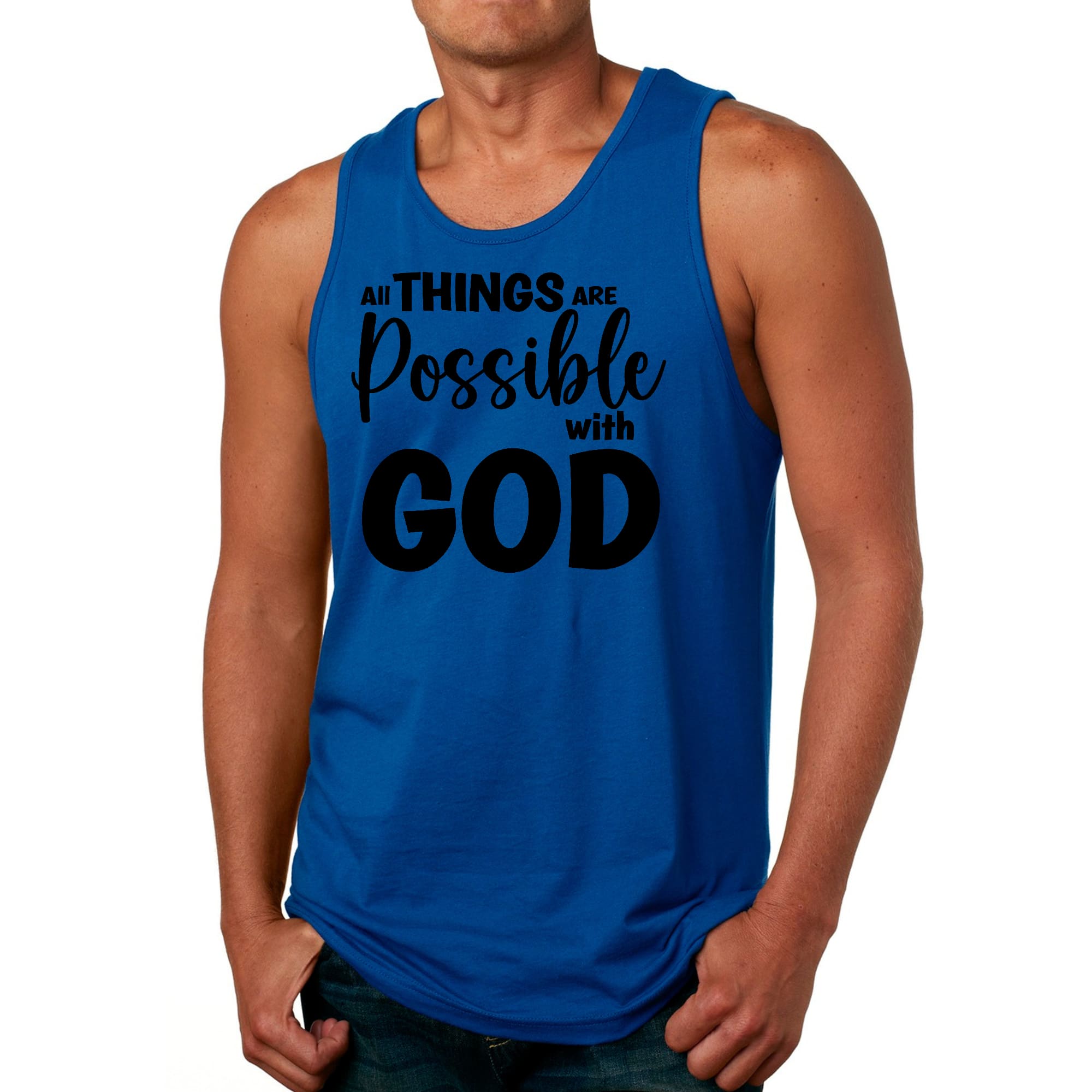 Mens Fitness Tank Top Graphic T-shirt All Things are Possible