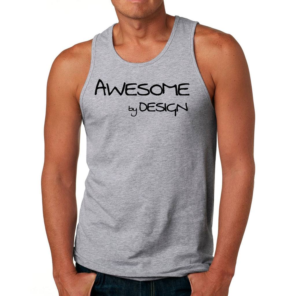 Mens Fitness Tank Top Graphic T-shirt Awesome by Design Black Print