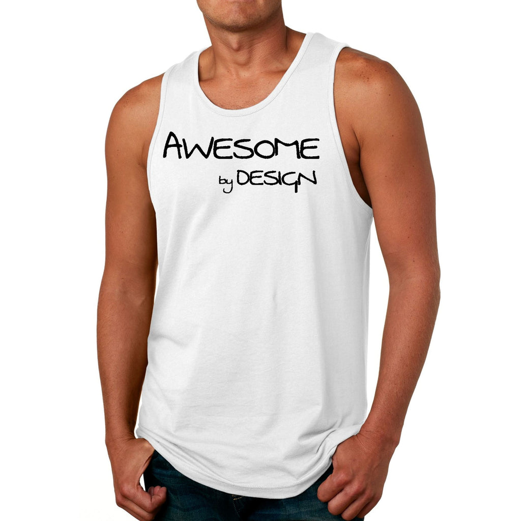 Mens Fitness Tank Top Graphic T-shirt Awesome by Design Black Print