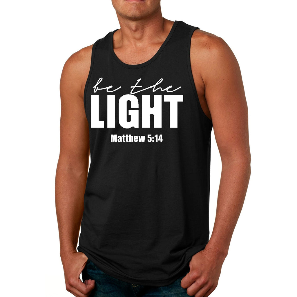 Mens Fitness Tank Top Graphic T-shirt be the Light Inspirational Art