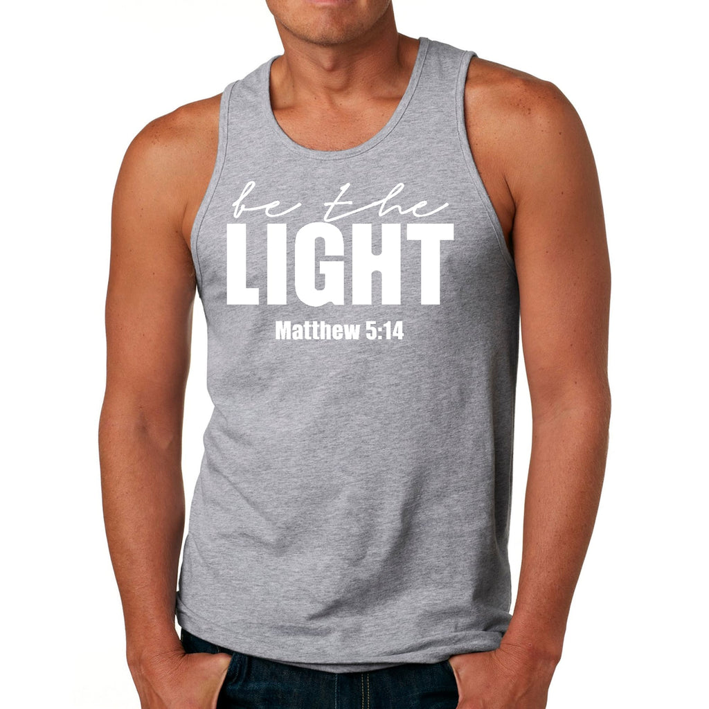 Mens Fitness Tank Top Graphic T-shirt be the Light Inspirational Art