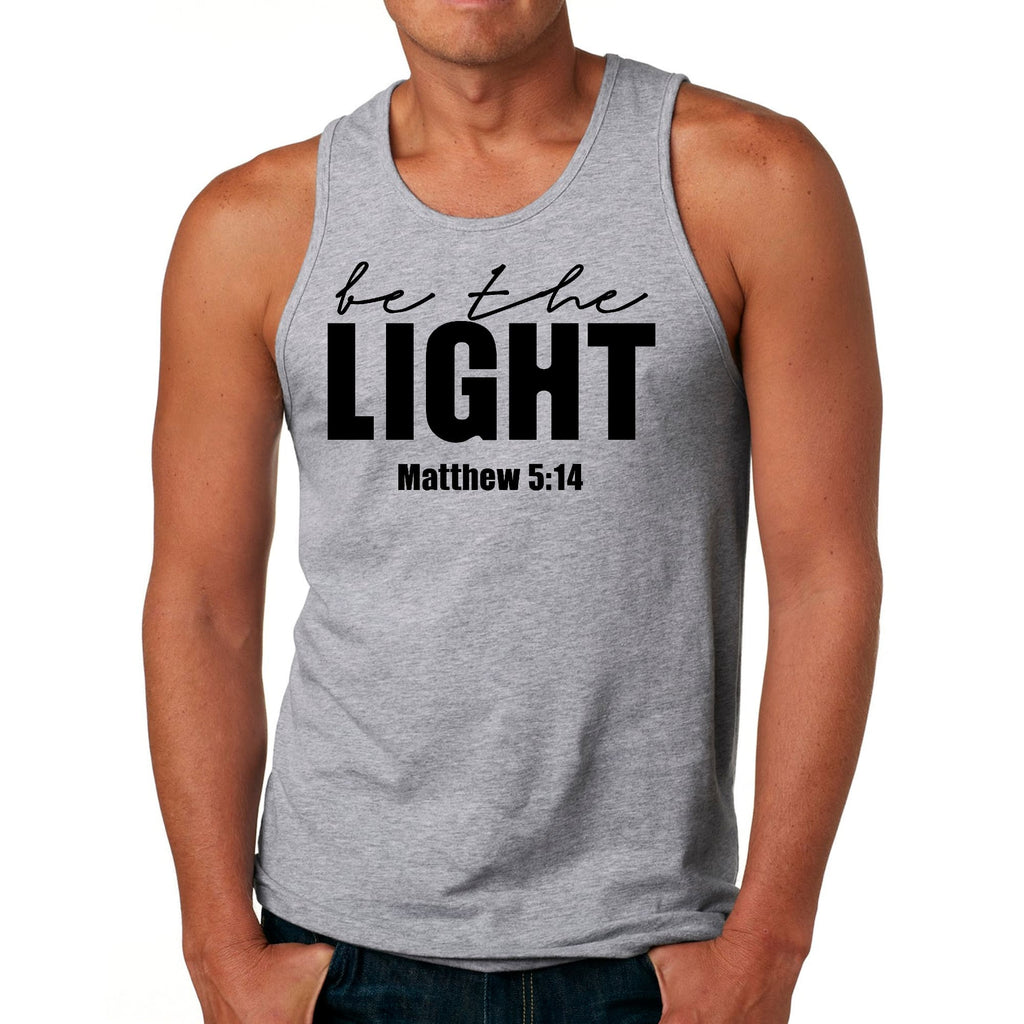 Mens Fitness Tank Top Graphic T-shirt be the Light Inspirational Art
