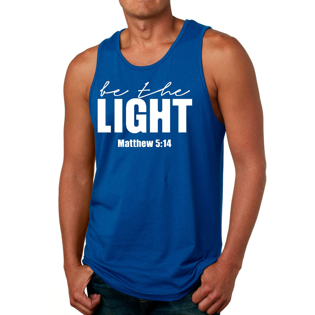 Mens Fitness Tank Top Graphic T-shirt be the Light Inspirational Art