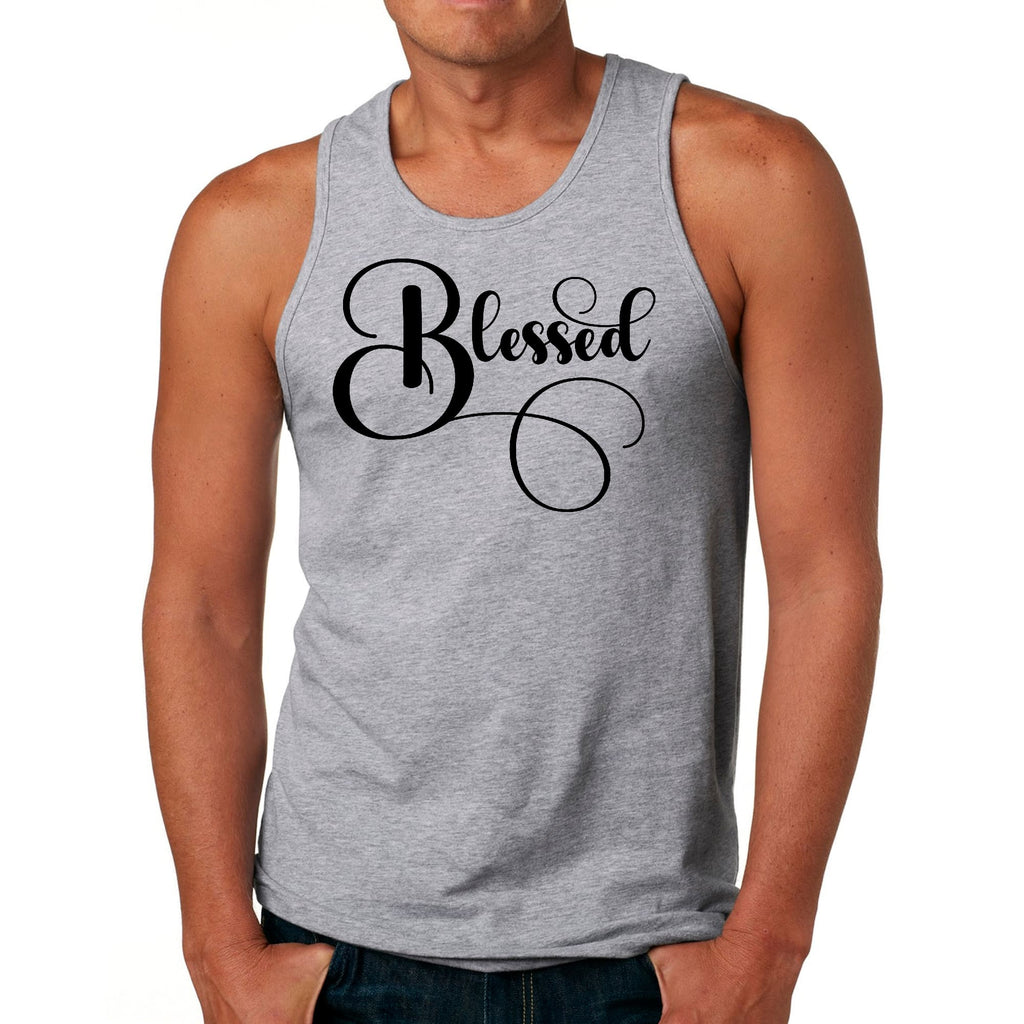Mens Fitness Tank Top Graphic T-shirt Blessed Black Graphic