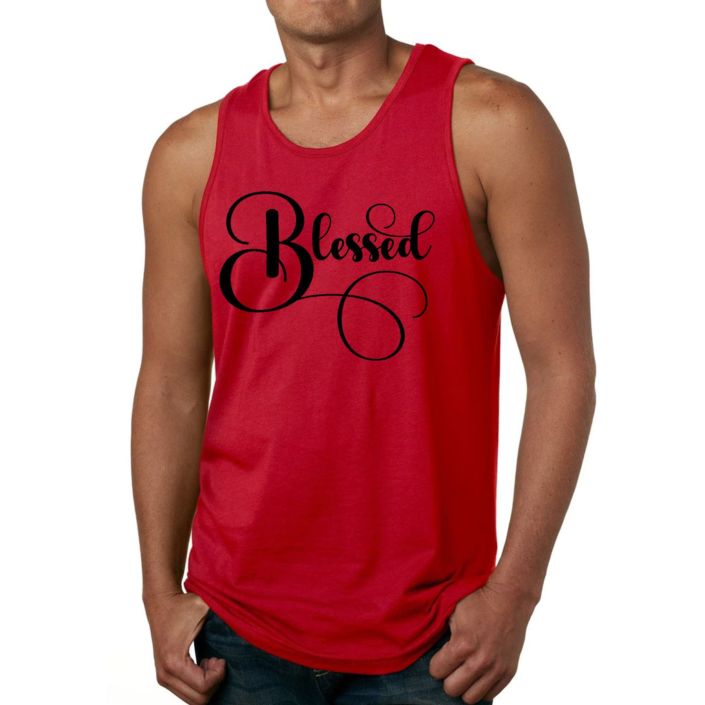 Mens Fitness Tank Top Graphic T-shirt Blessed Black Graphic