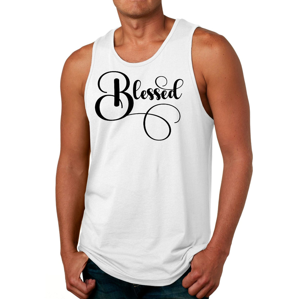 Mens Fitness Tank Top Graphic T-shirt Blessed Black Graphic