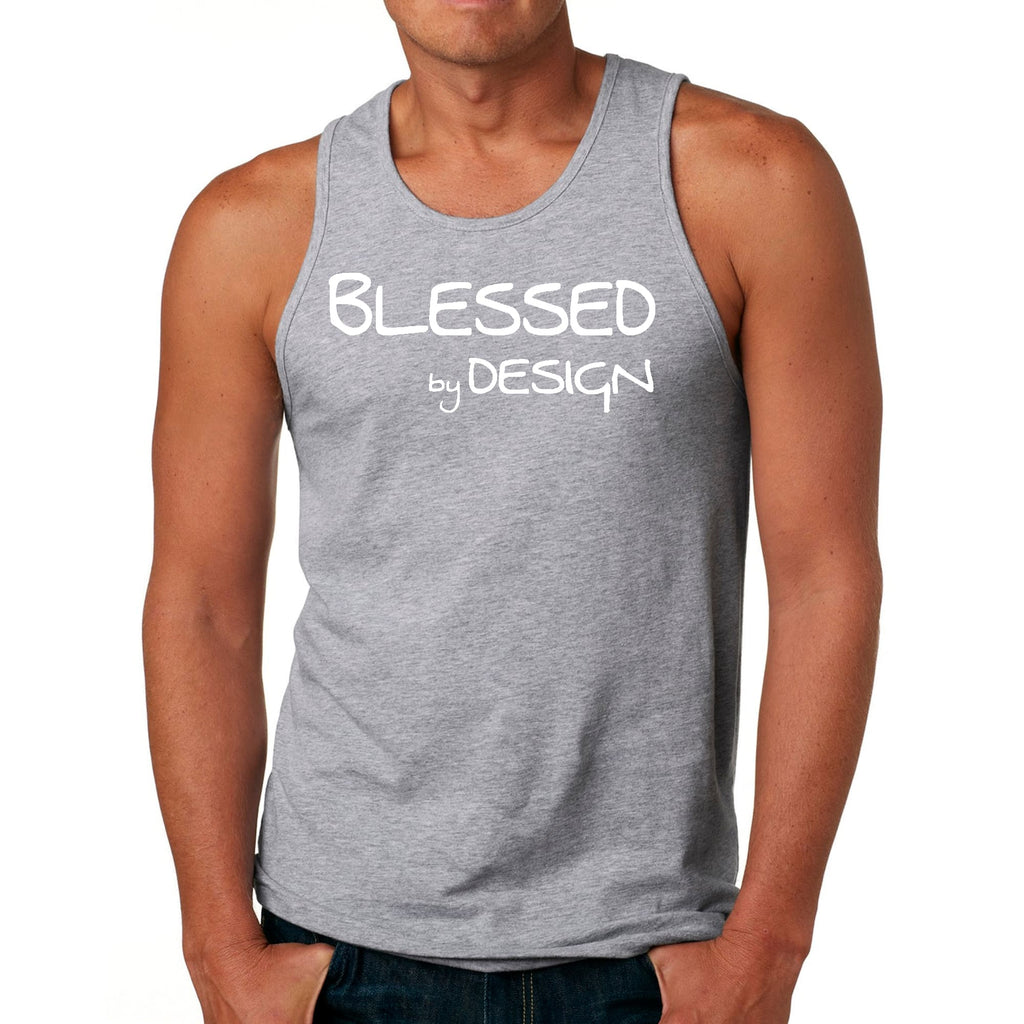 Mens Fitness Tank Top Graphic T-shirt Blessed by Design -