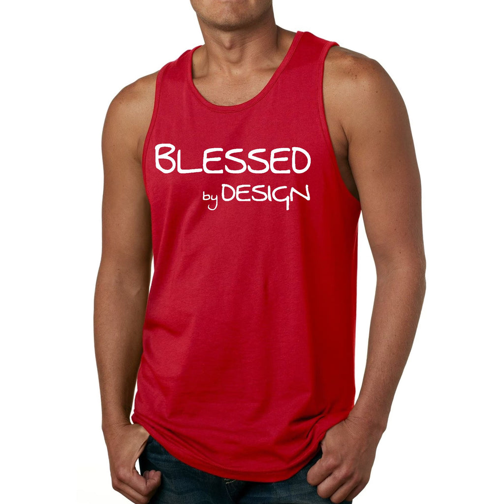 Mens Fitness Tank Top Graphic T-shirt Blessed by Design -