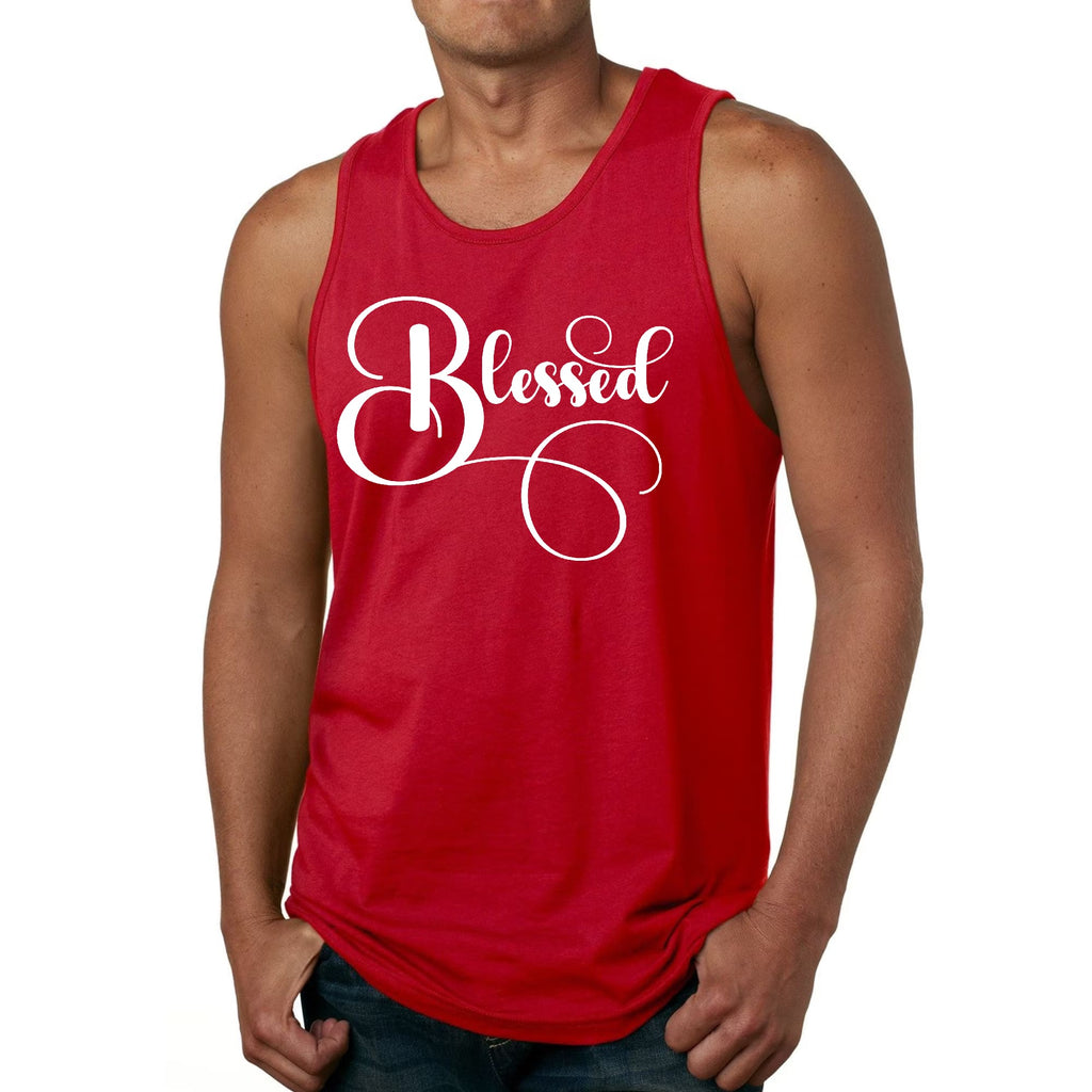 Mens Fitness Tank Top Graphic T-shirt Blessed Graphic Illustration