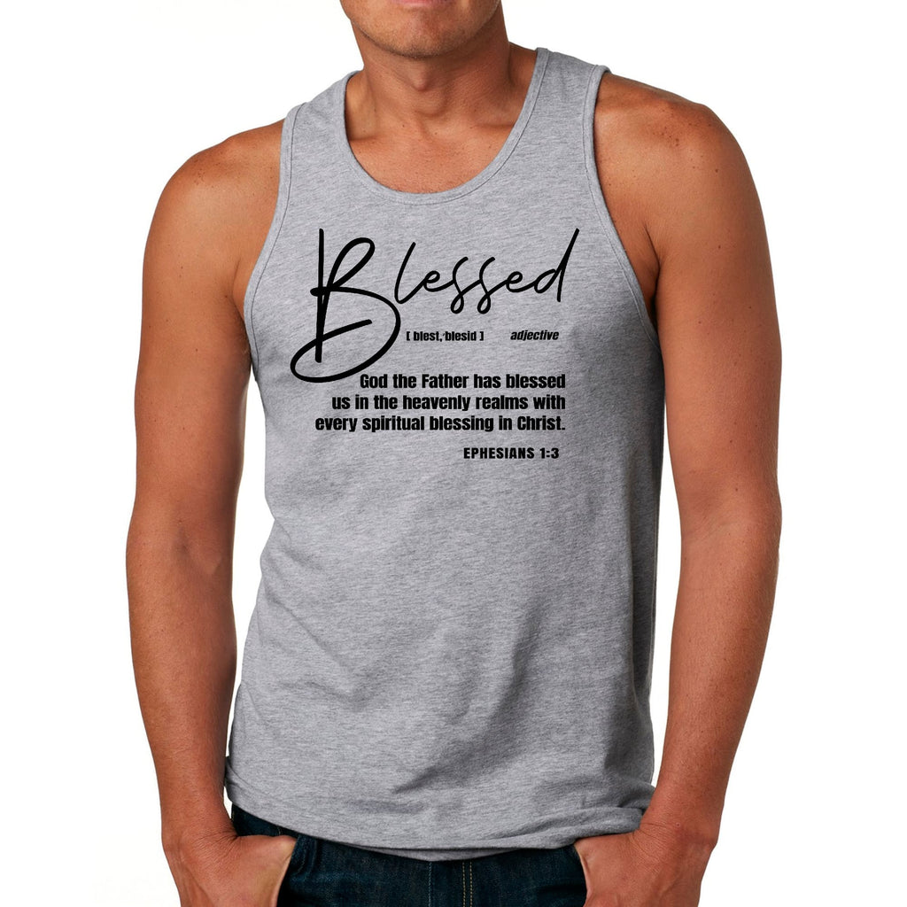 Mens Fitness Tank Top Graphic T-shirt Blessed in Christ