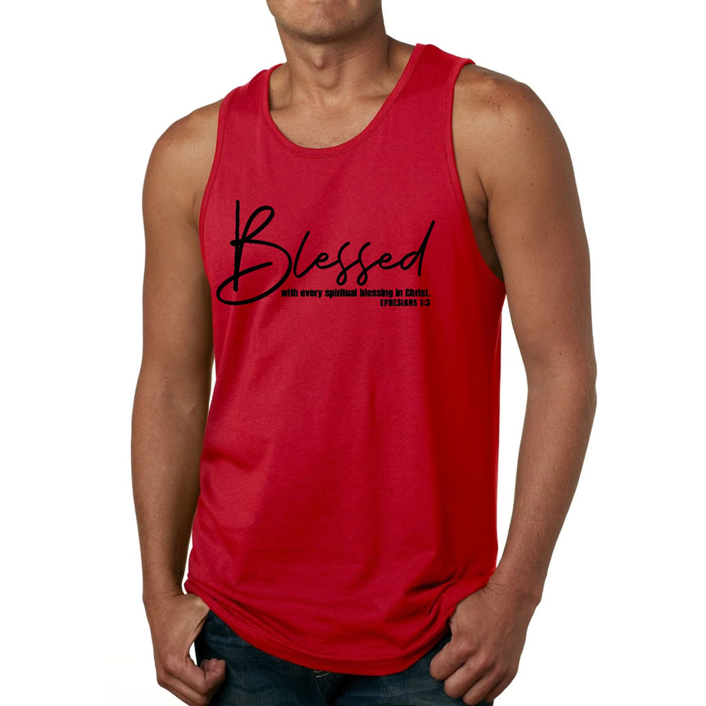 Mens Fitness Tank Top Graphic T-shirt Blessed with Every Spiritual