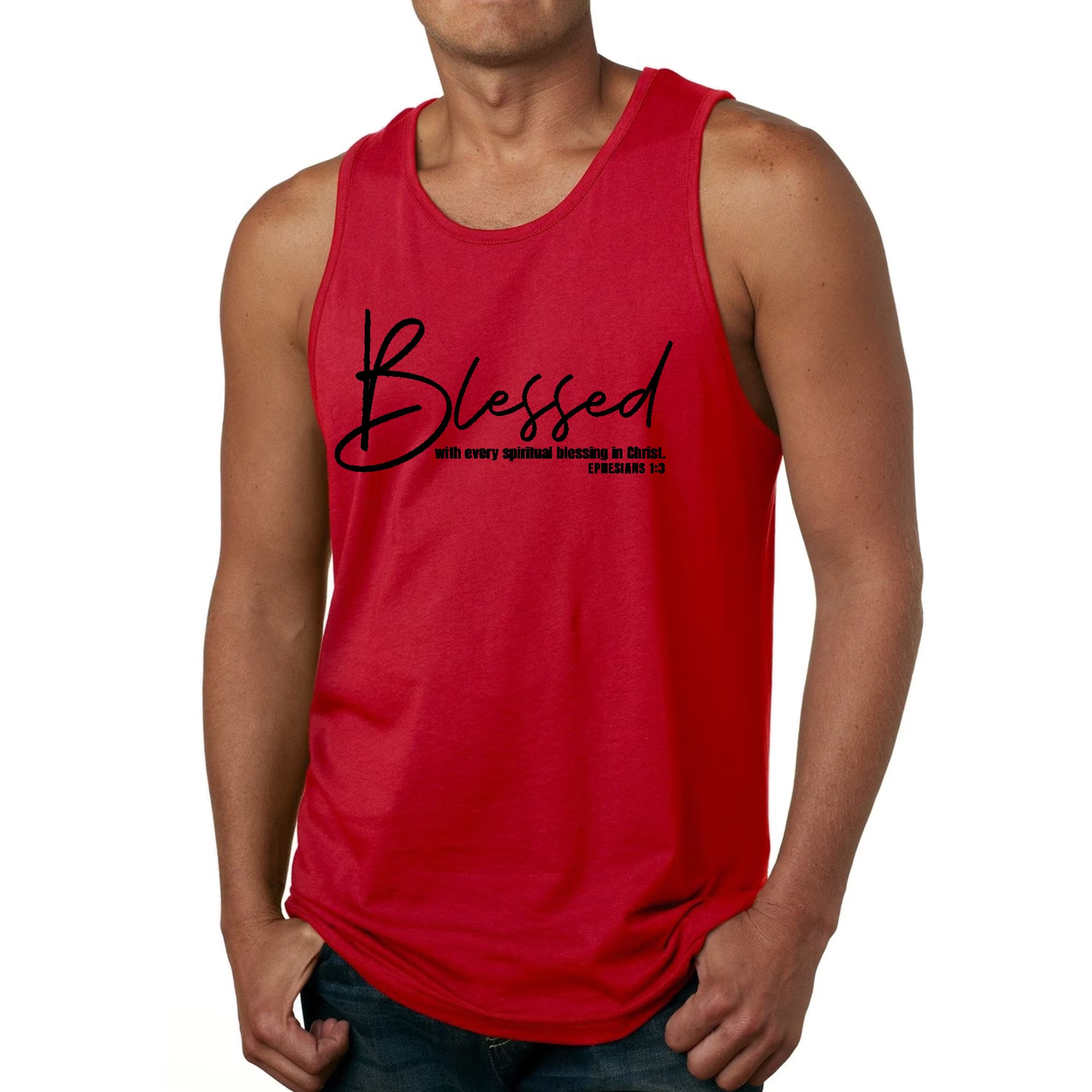 Mens Fitness Tank Top Graphic T-shirt Blessed with Every Spiritual