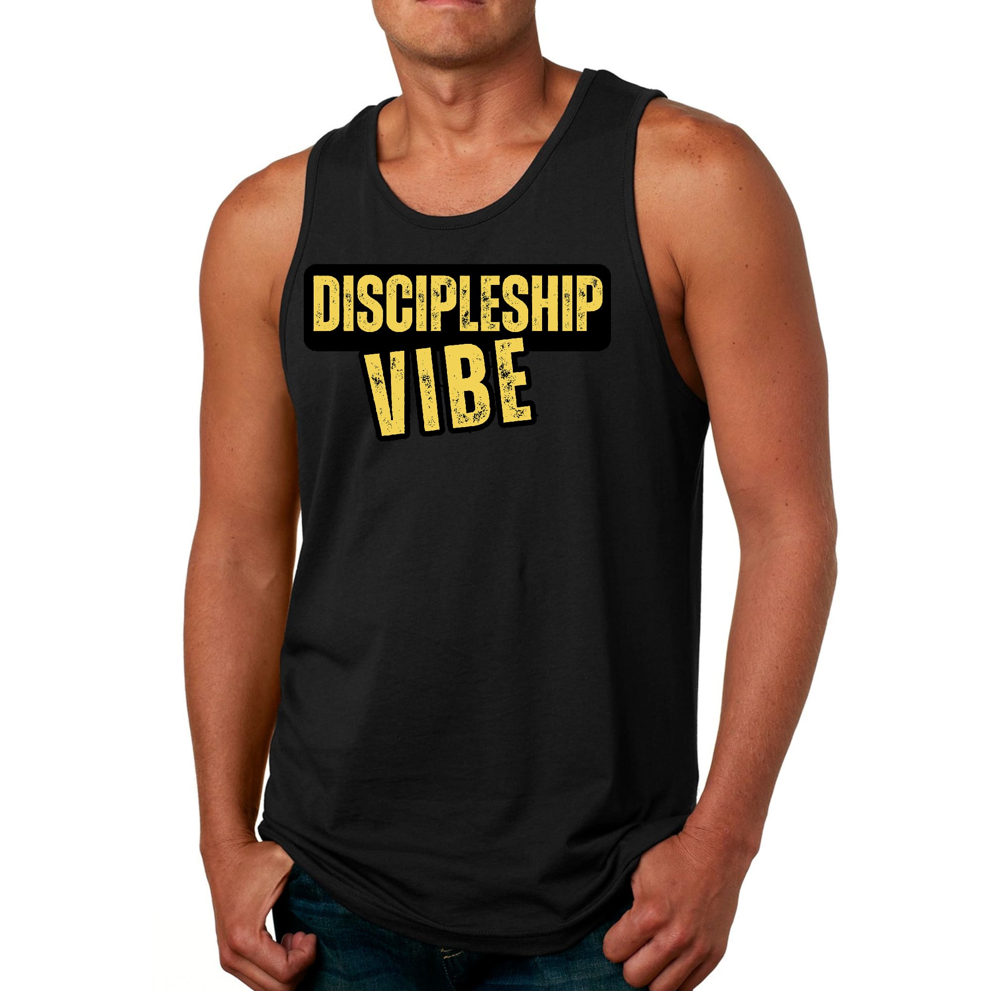 Mens Fitness Tank Top Graphic T-shirt Discipleship Vibe