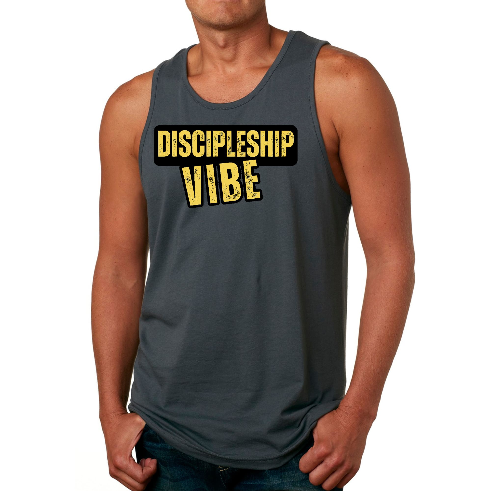 Mens Fitness Tank Top Graphic T-shirt Discipleship Vibe