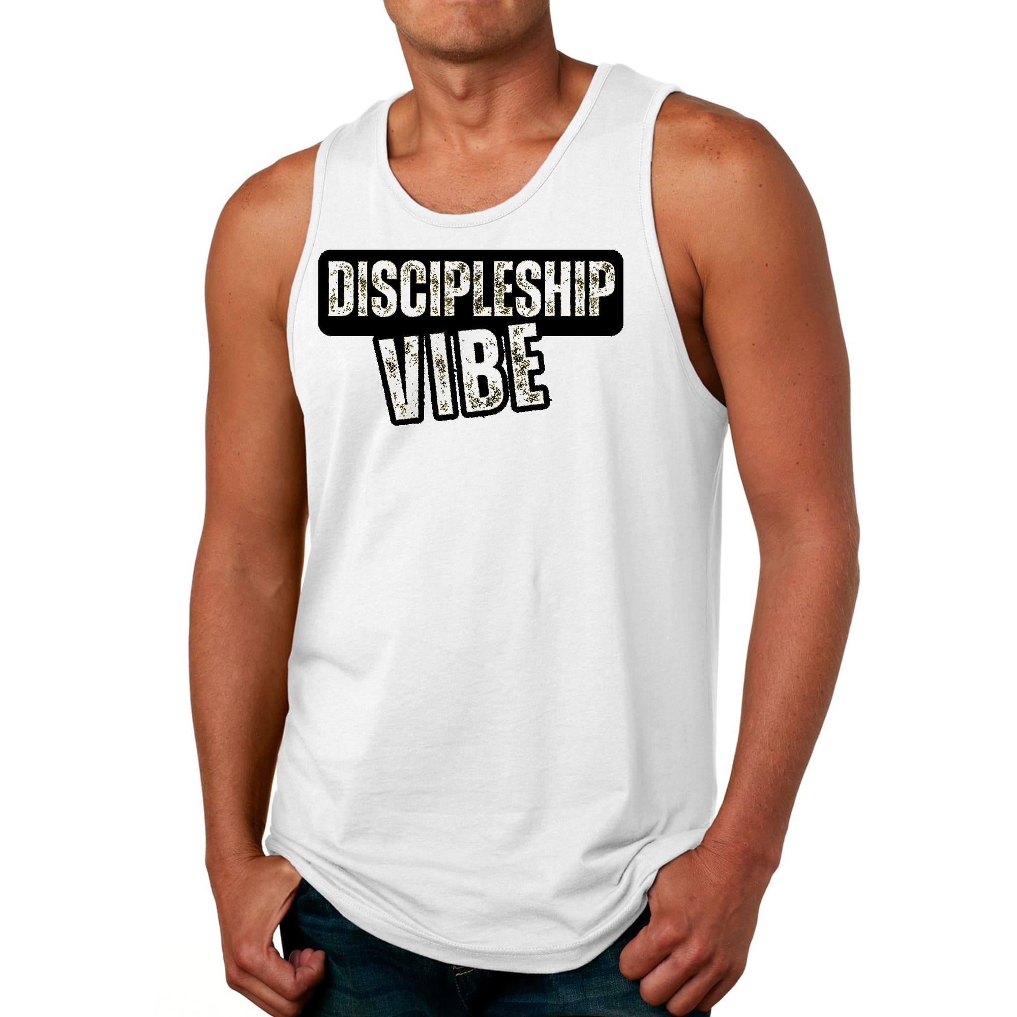 Mens Fitness Tank Top Graphic T-shirt Discipleship Vibe
