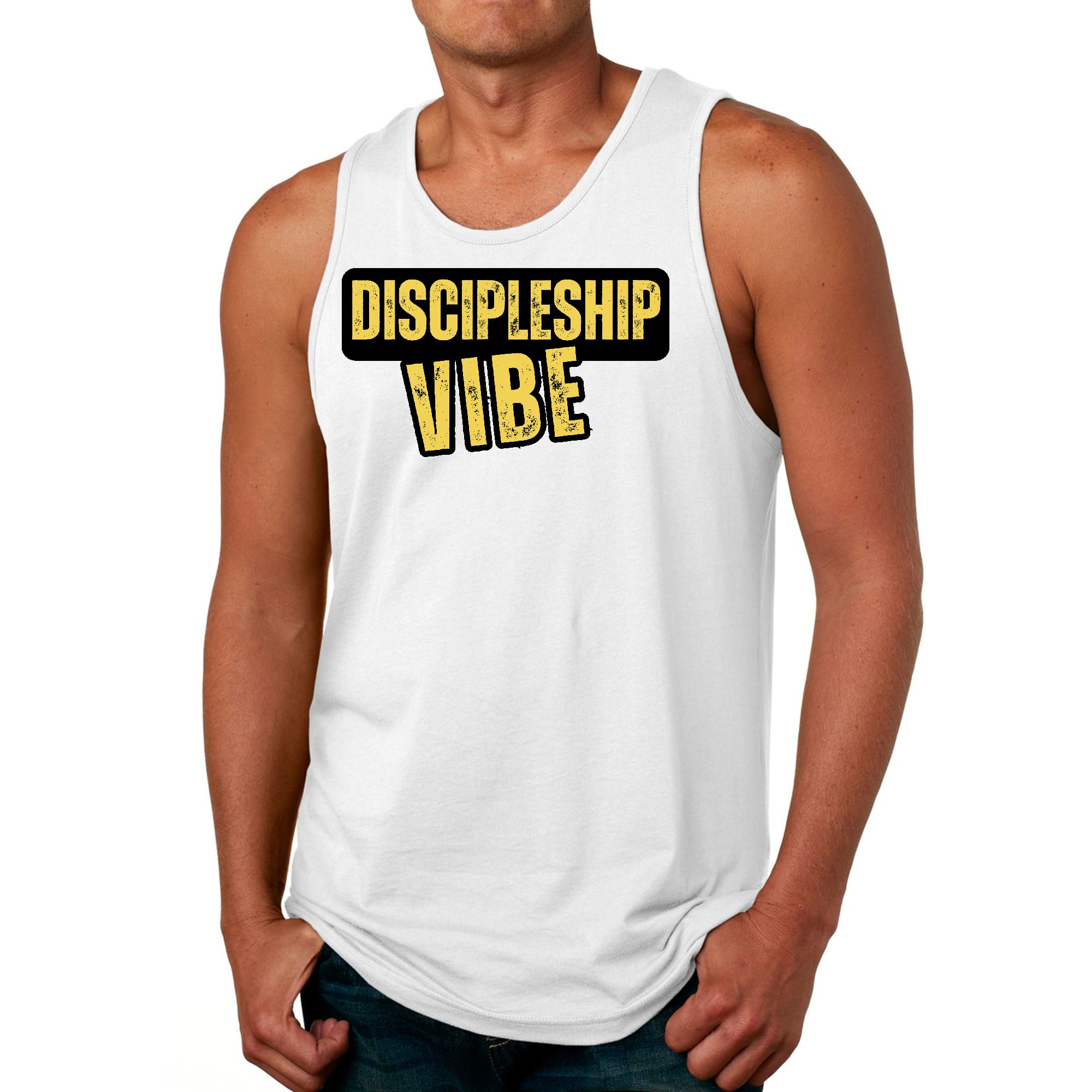 Mens Fitness Tank Top Graphic T-shirt Discipleship Vibe