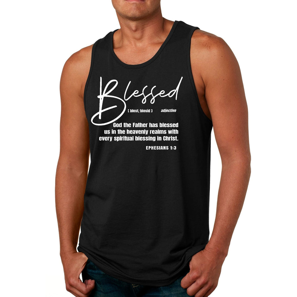 Mens Fitness Tank Top Graphic T-shirt Ephesians - Blessed with Every