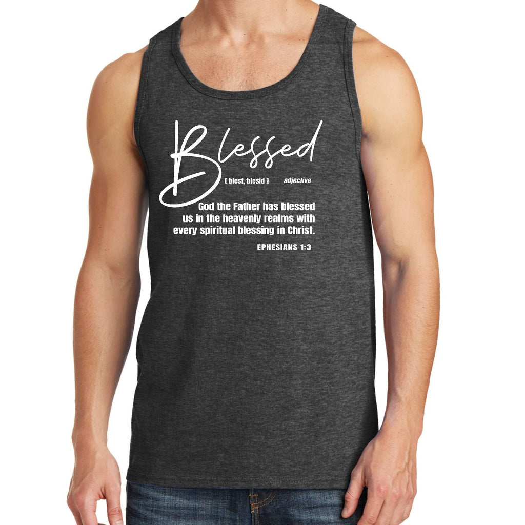 Mens Fitness Tank Top Graphic T-shirt Ephesians - Blessed with Every