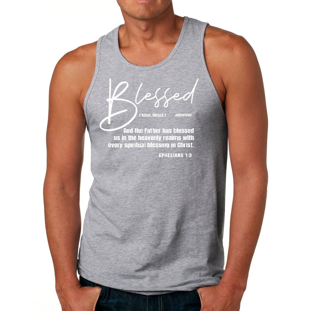 Mens Fitness Tank Top Graphic T-shirt Ephesians - Blessed with Every