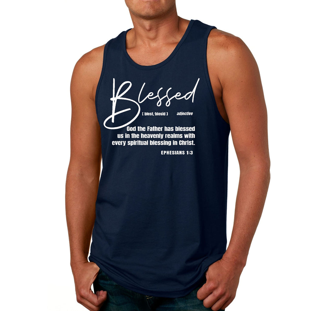 Mens Fitness Tank Top Graphic T-shirt Ephesians - Blessed with Every