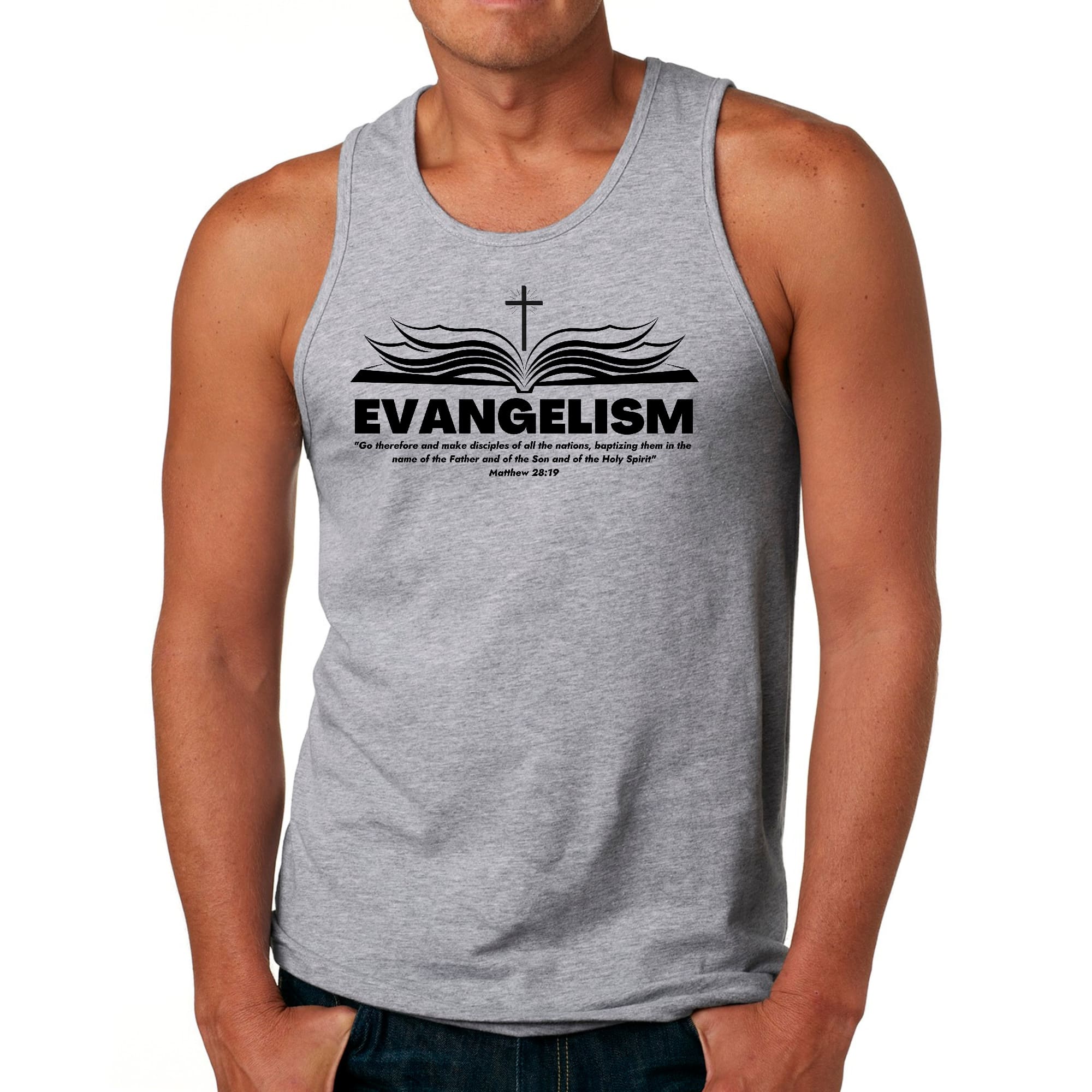 Mens Fitness Tank Top Graphic T-shirt Evangelism - Go Therefore