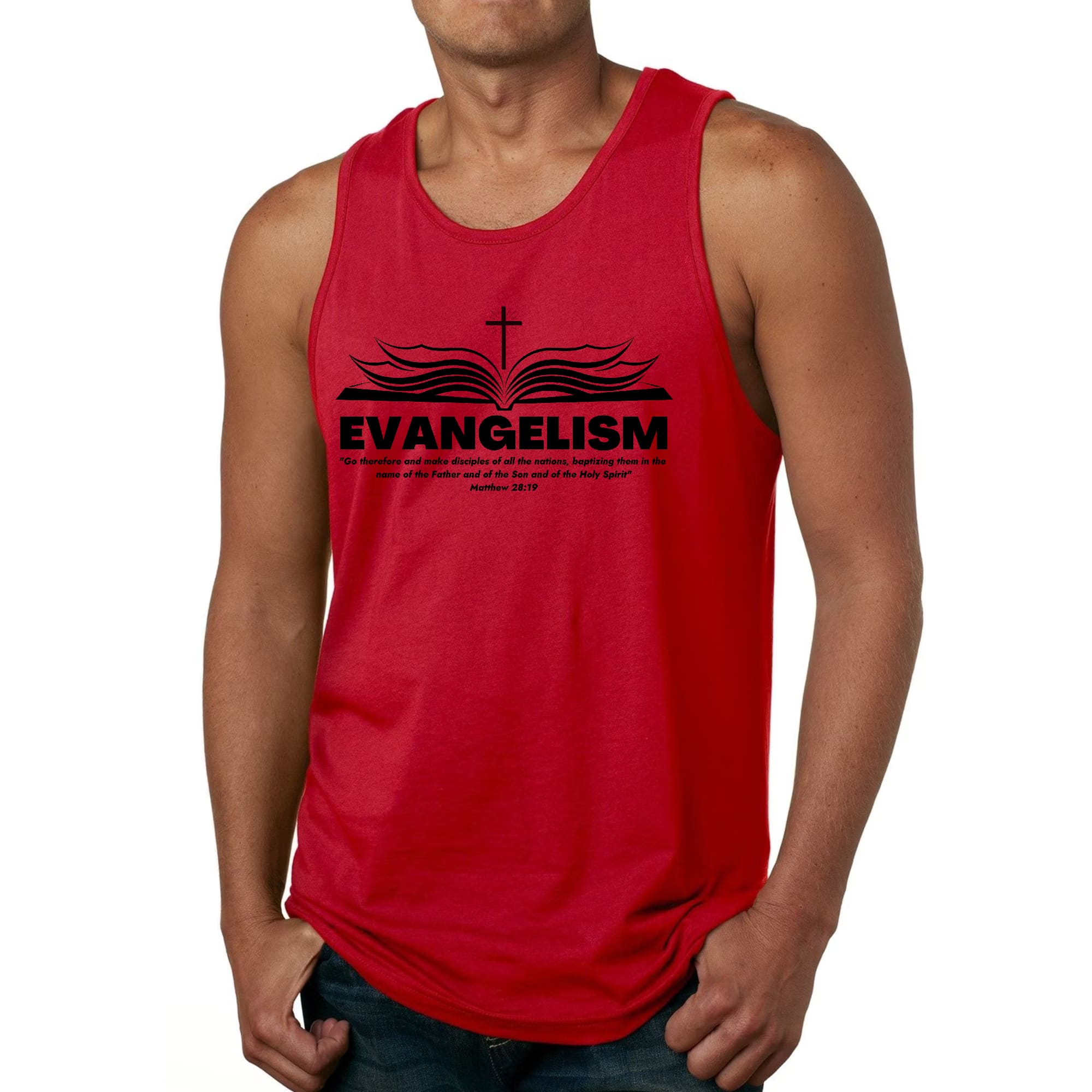 Mens Fitness Tank Top Graphic T-shirt Evangelism - Go Therefore