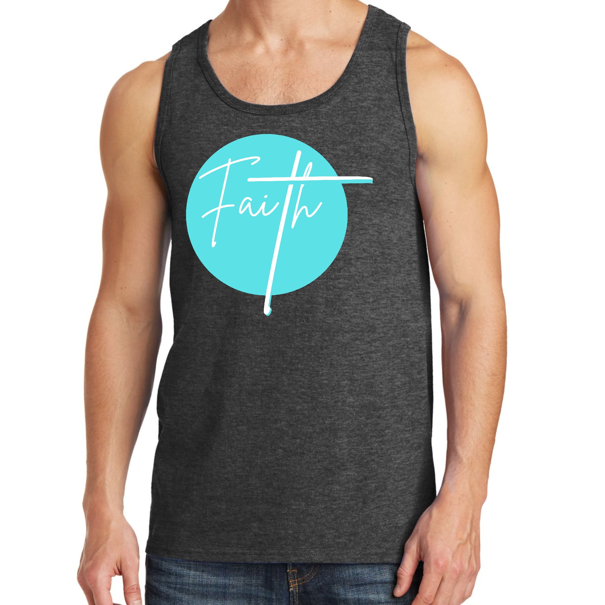 Mens Fitness Tank Top Graphic T-shirt Faith - Christian Affirmation