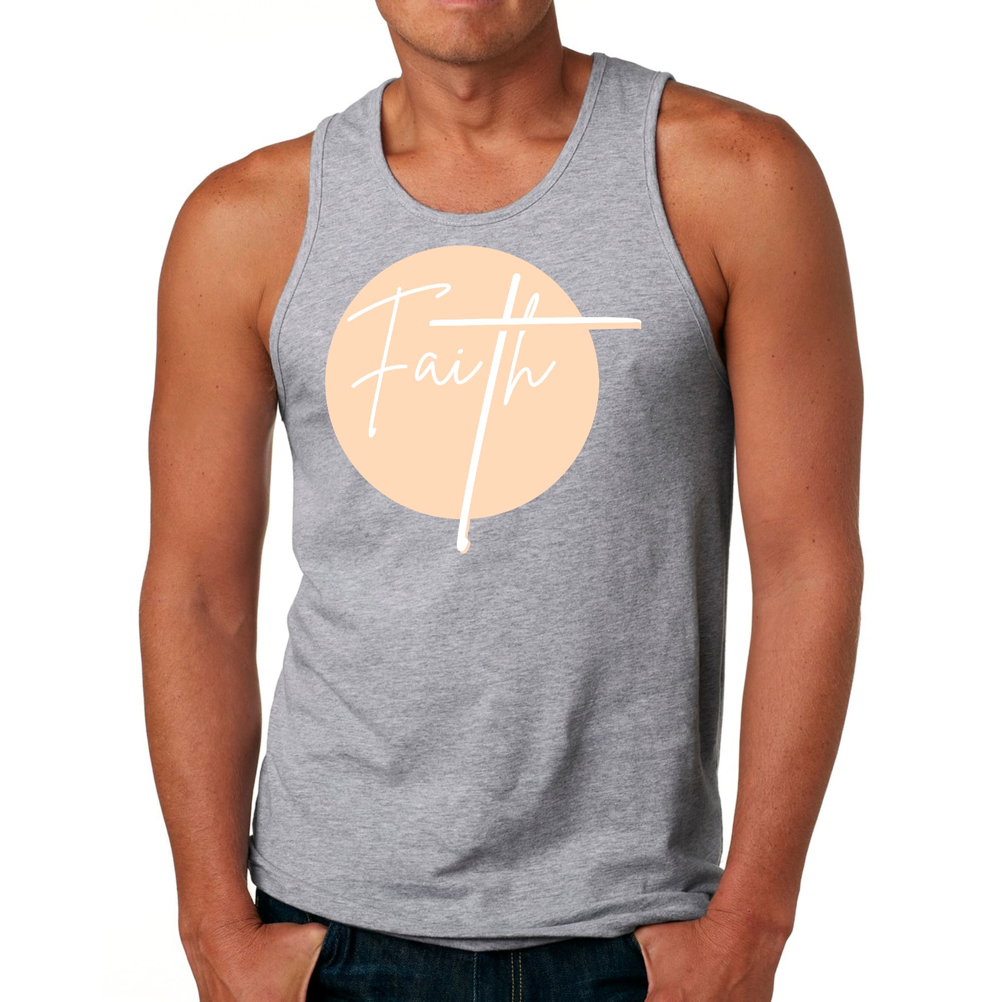 Mens Fitness Tank Top Graphic T-shirt Faith - Christian Affirmation