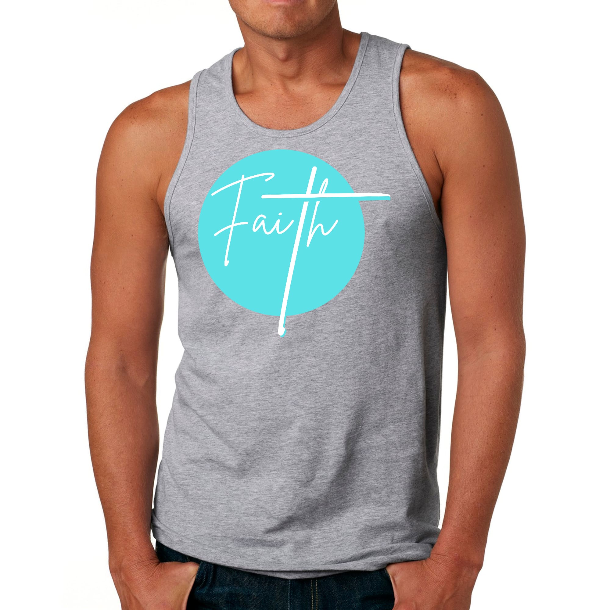 Mens Fitness Tank Top Graphic T-shirt Faith - Christian Affirmation