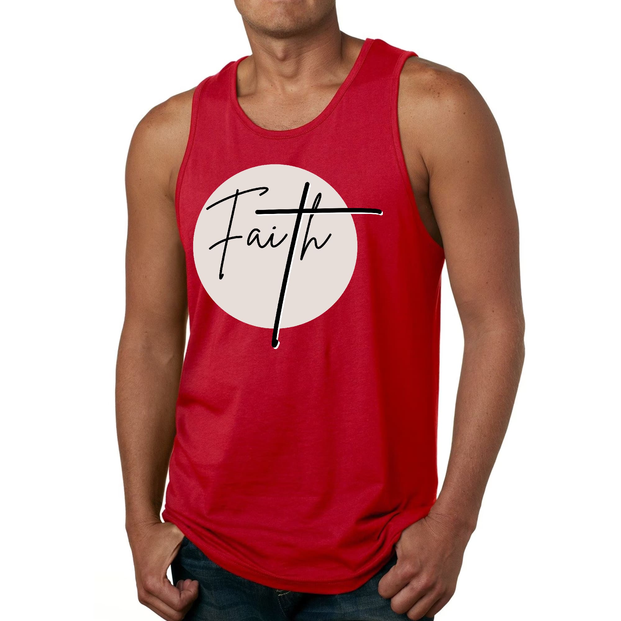 Mens Fitness Tank Top Graphic T-shirt Faith - Christian Affirmation