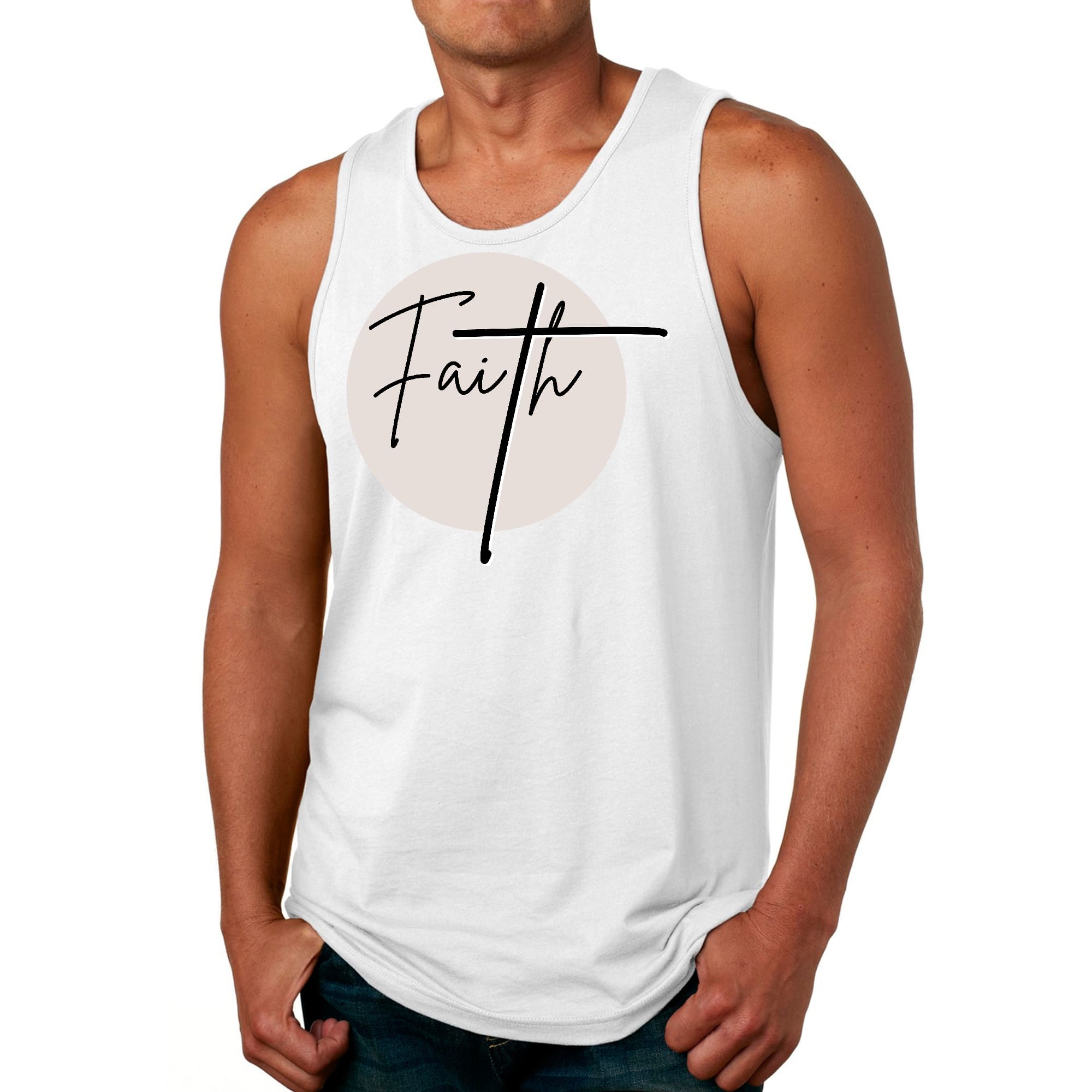 Mens Fitness Tank Top Graphic T-shirt Faith - Christian Affirmation